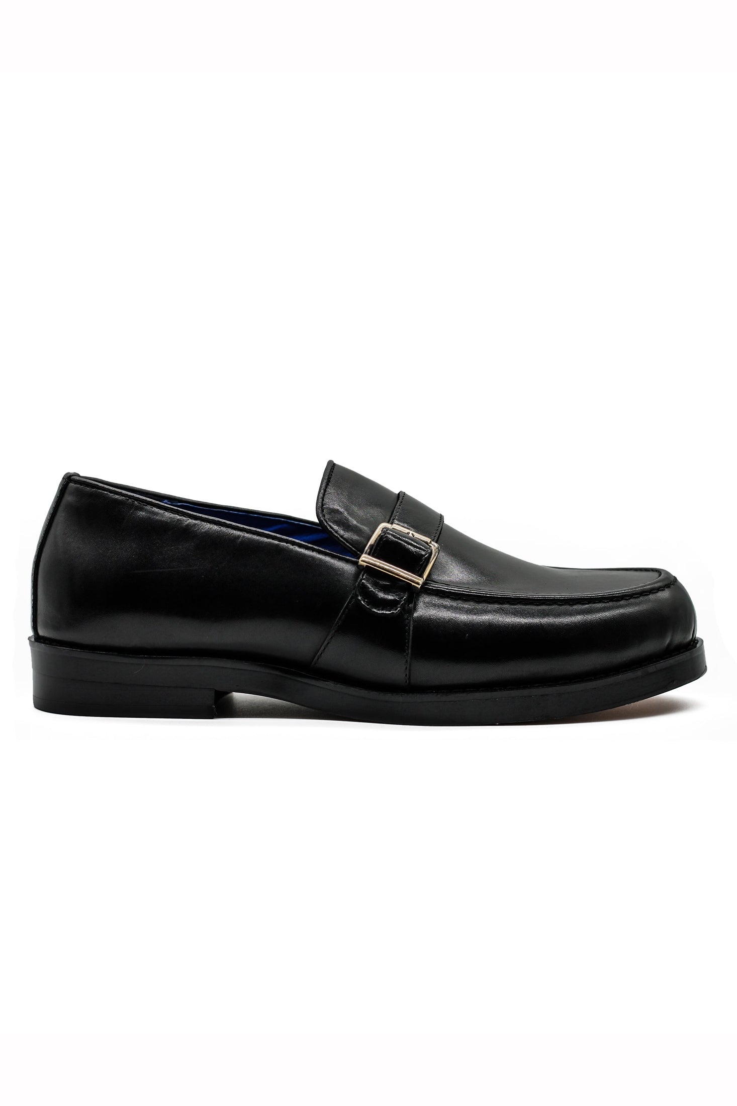 Men's Single Monk Strap Shoesin Black Leather