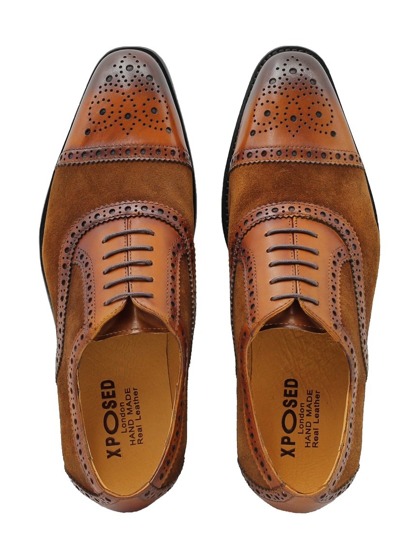 BROWN LEATHER & SUEDE BROGUES