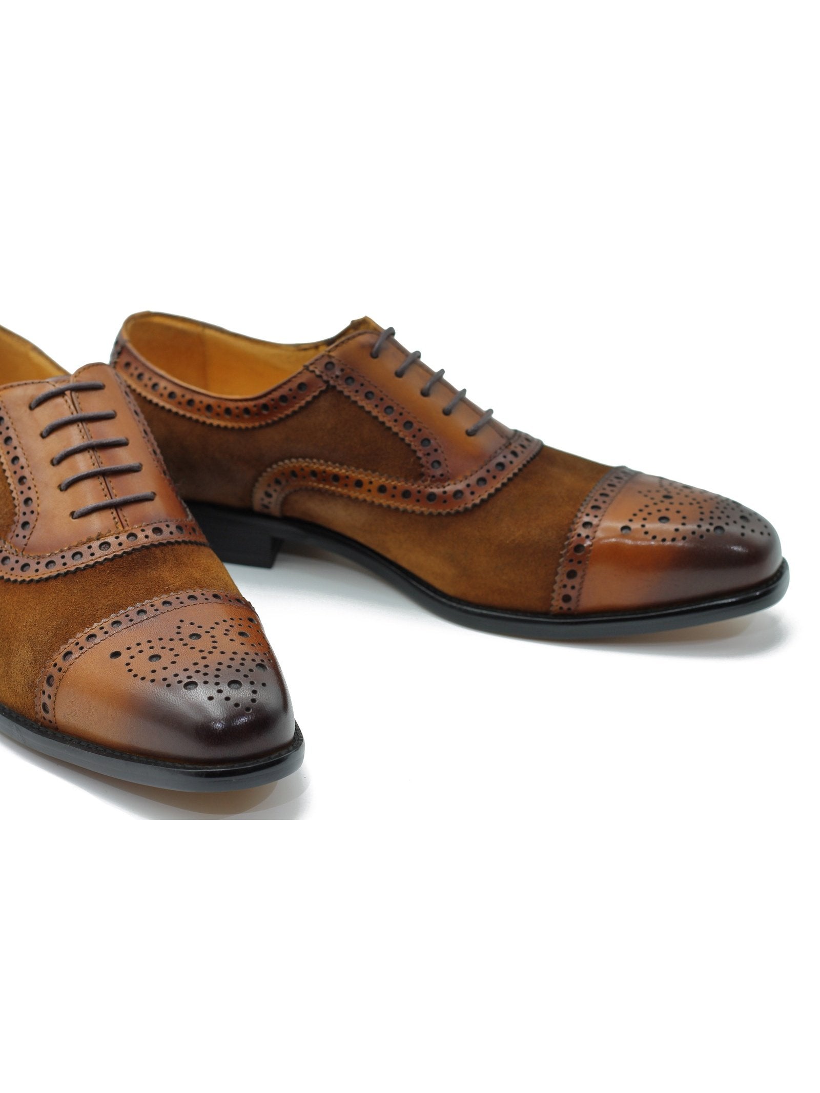 BROWN LEATHER & SUEDE BROGUES