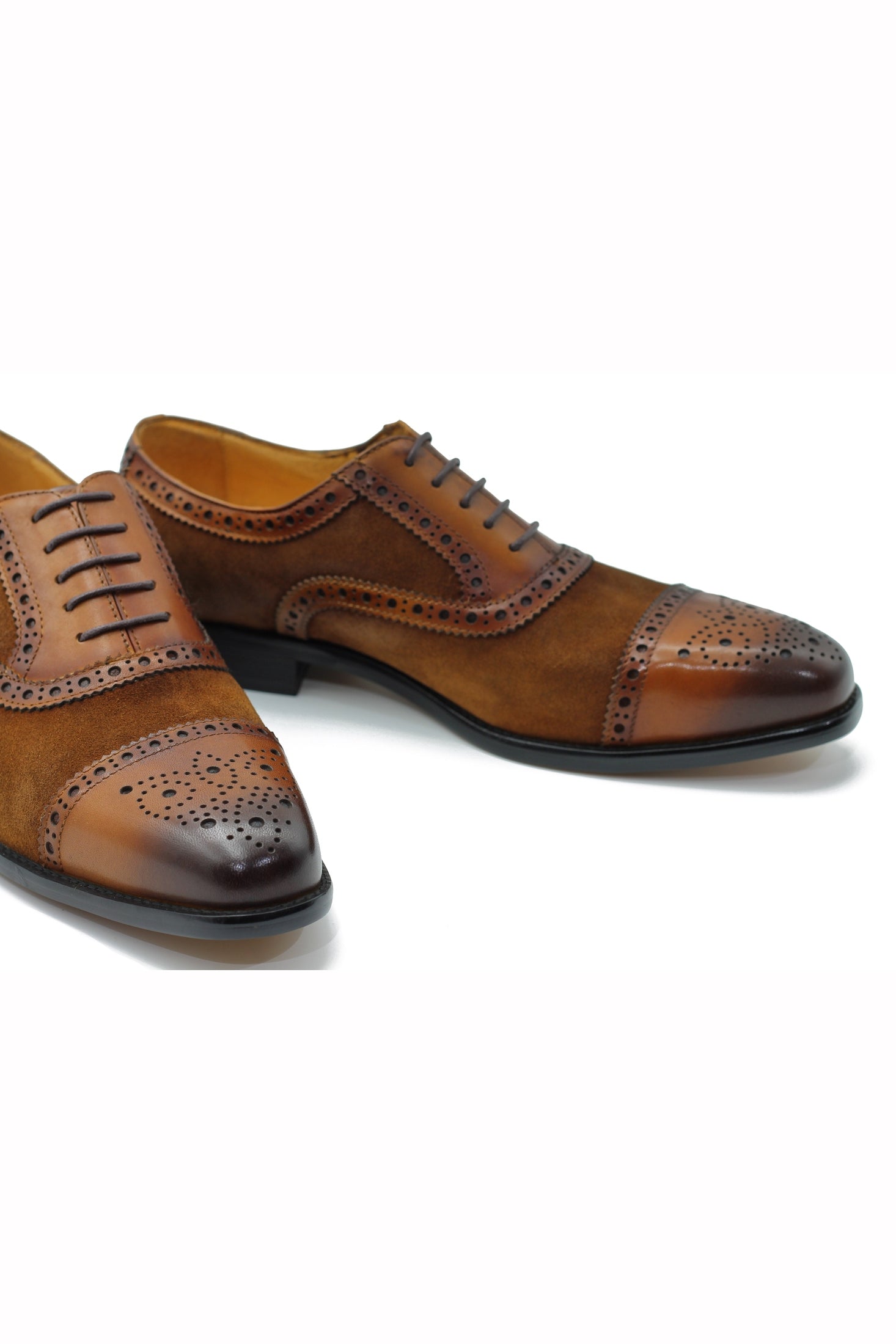 BROWN LEATHER & SUEDE BROGUES XPOSED London