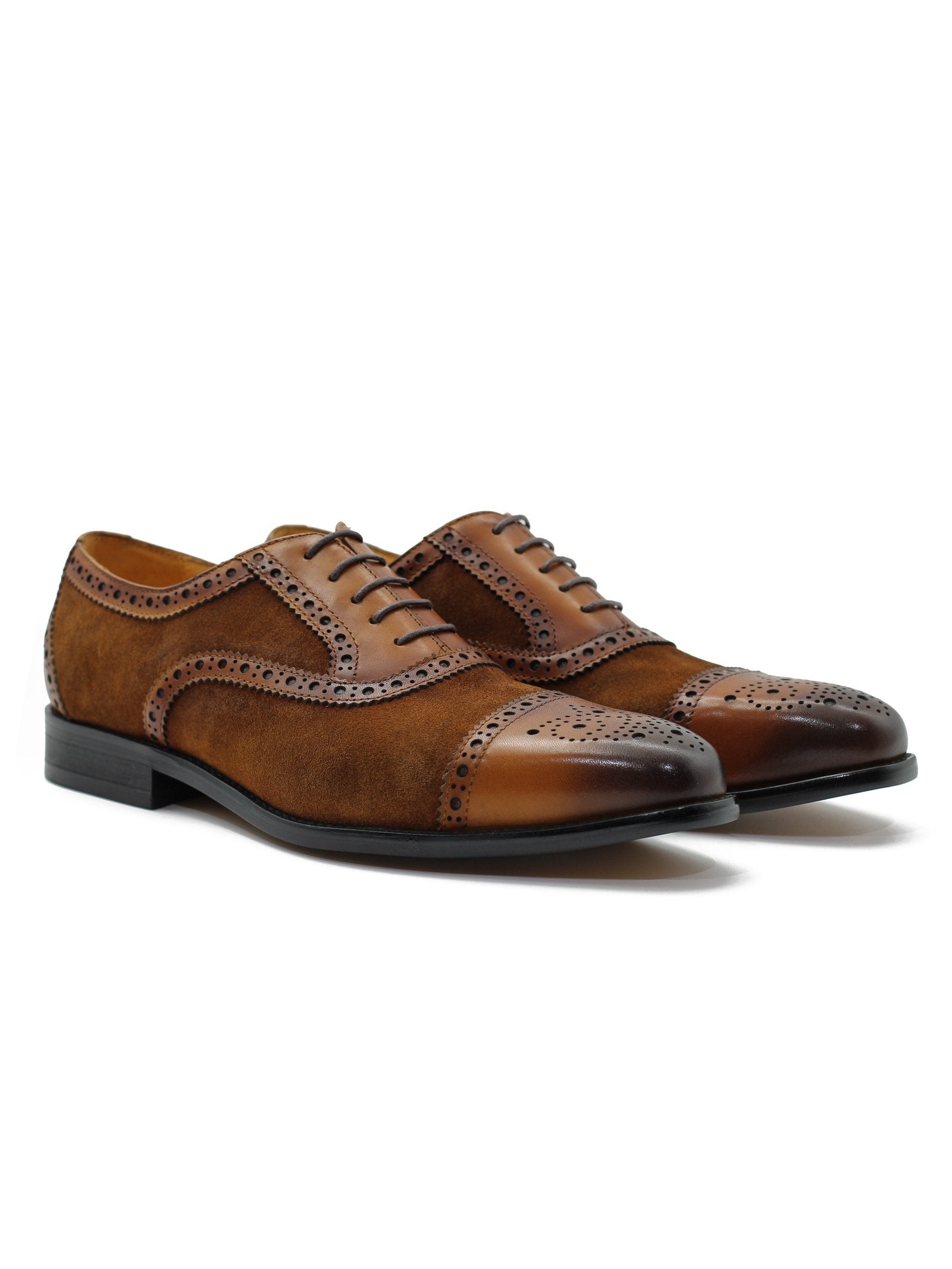 BROWN LEATHER & SUEDE BROGUES