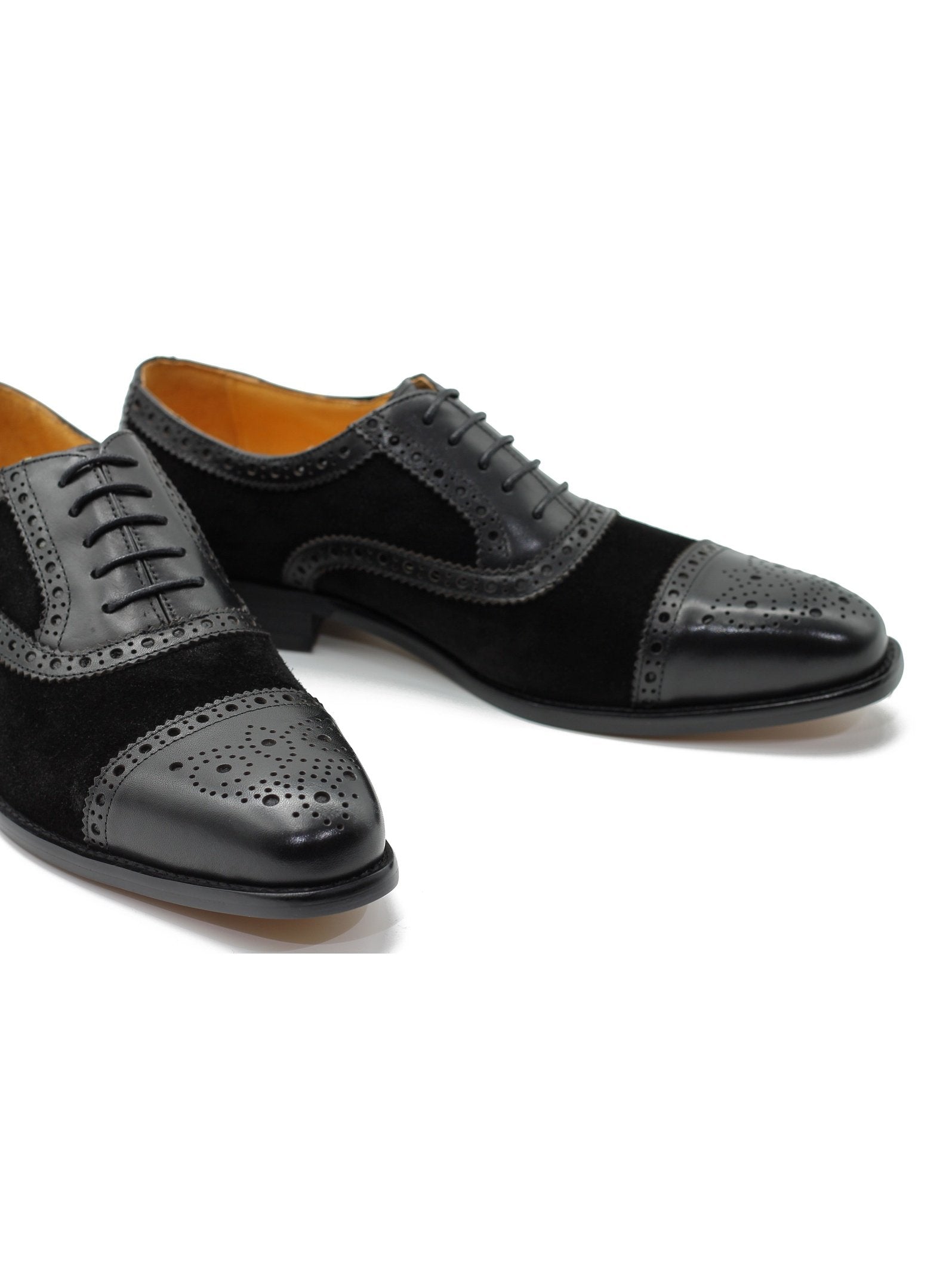 BLACK LEATHER & SUEDE BROGUES