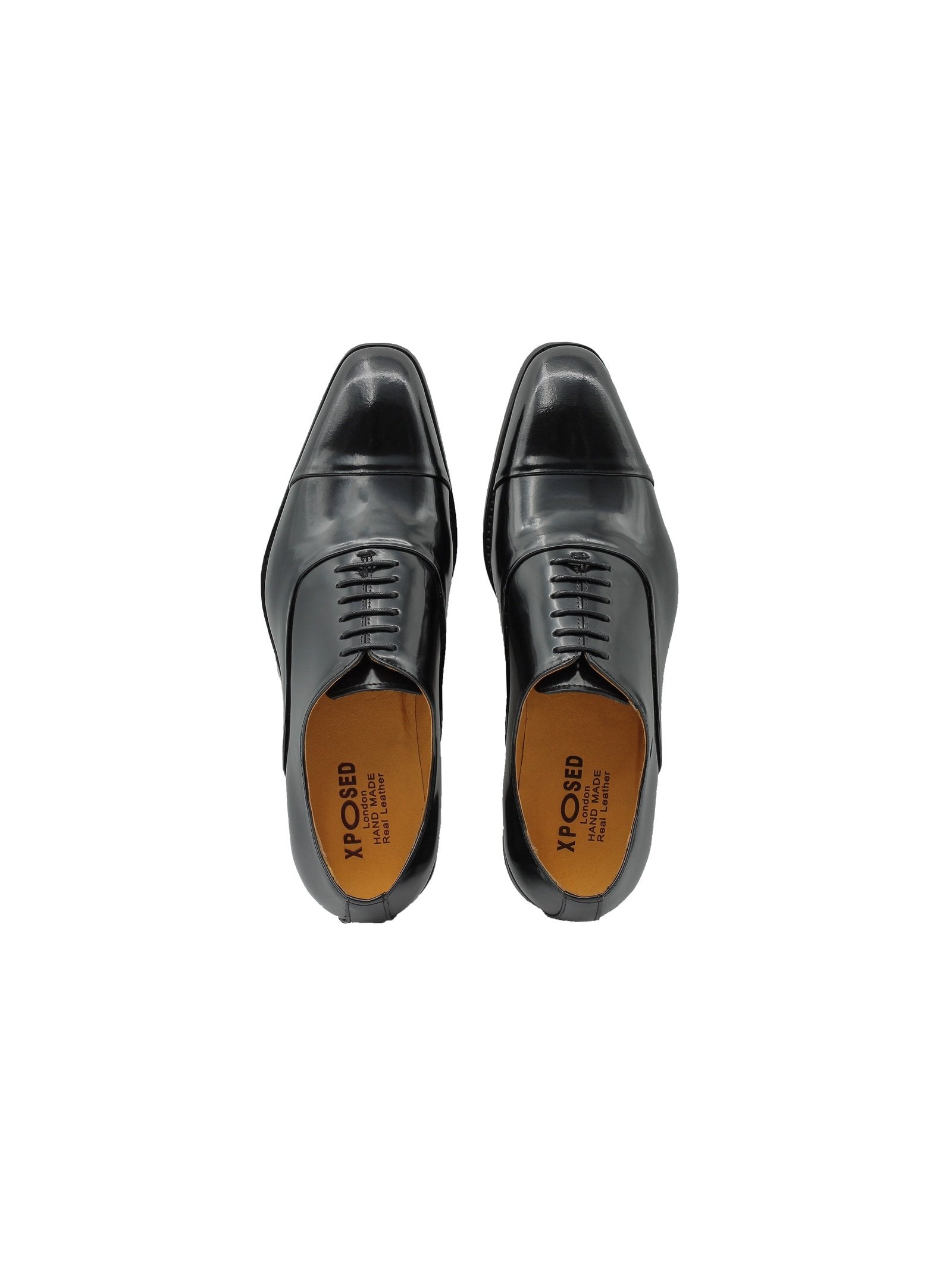 TOE CAP OXFORDS IN BLACK PATENT LEATHER