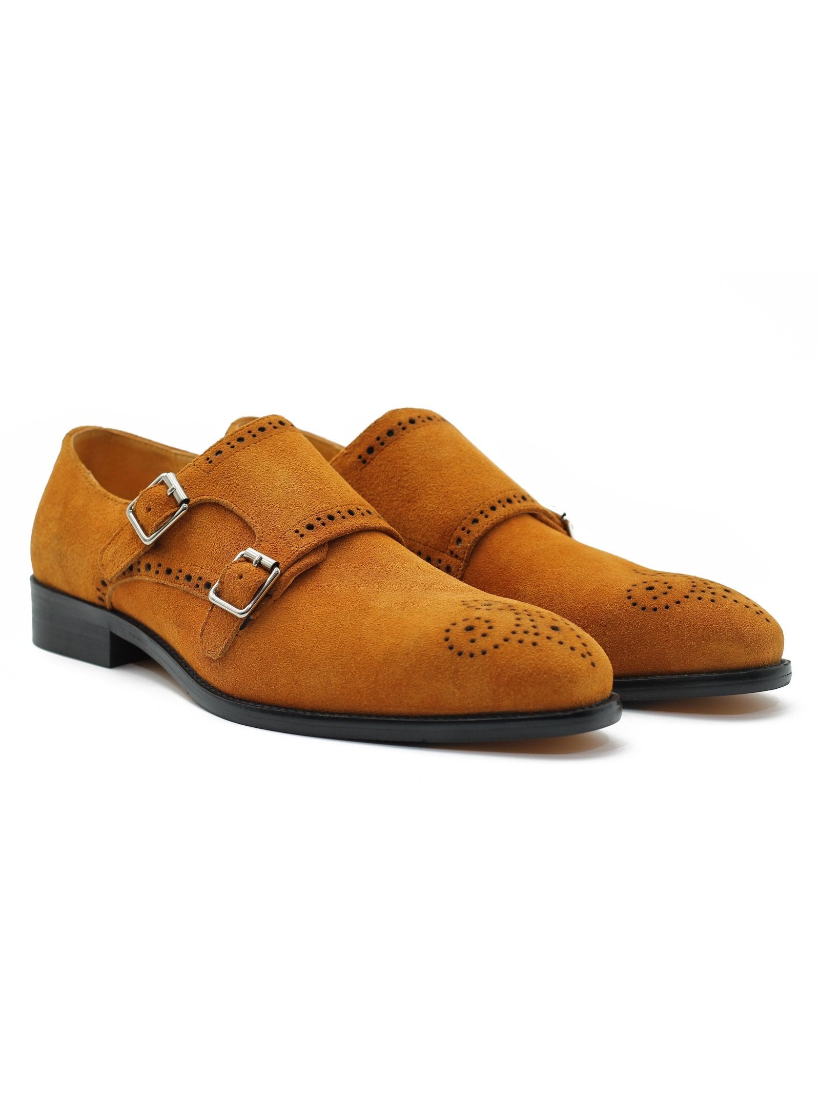 TAN SUEDE DOUBLE BUCKLE MONKS
