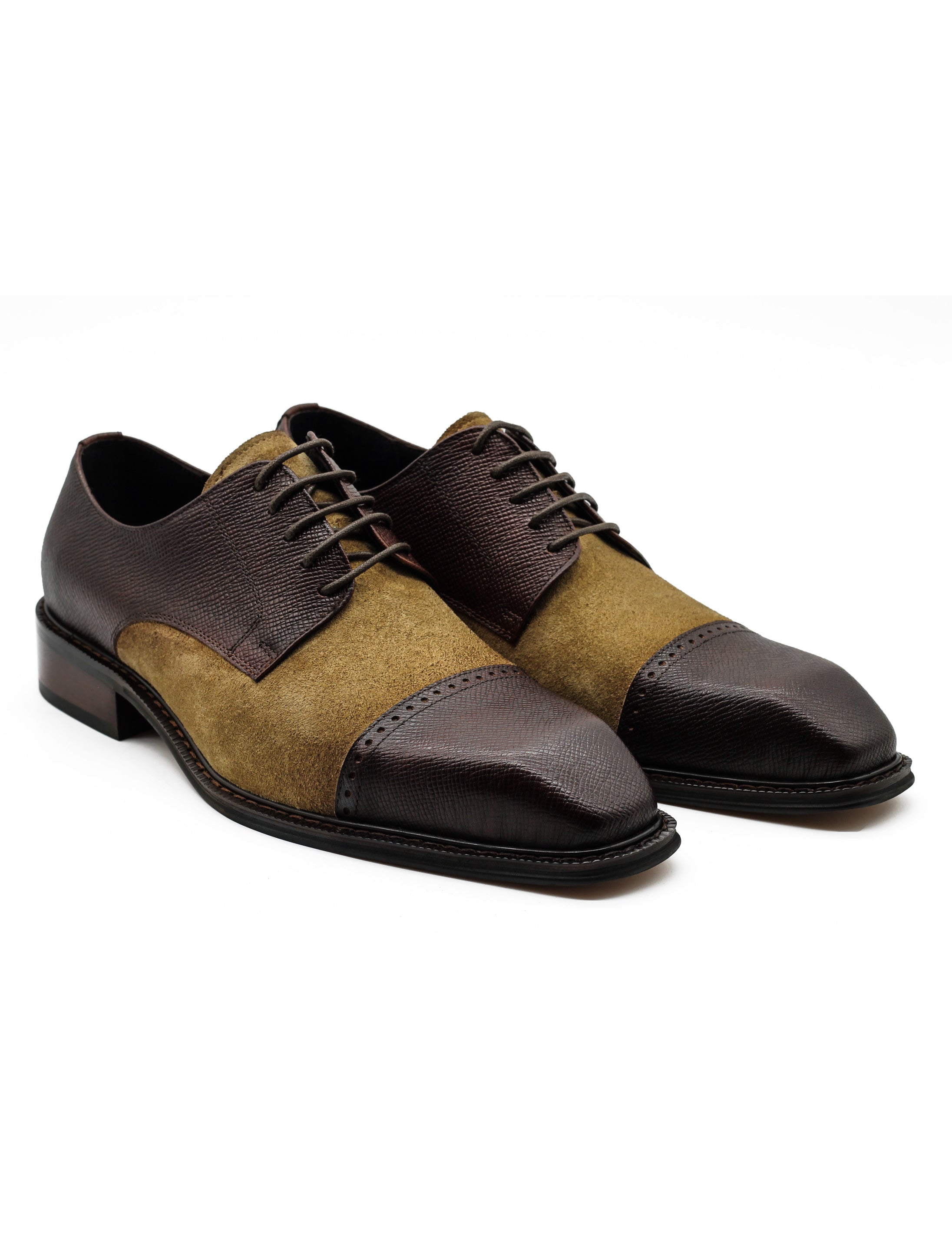 Retro Brown Leather & Suede Lace Up Derby Shoes