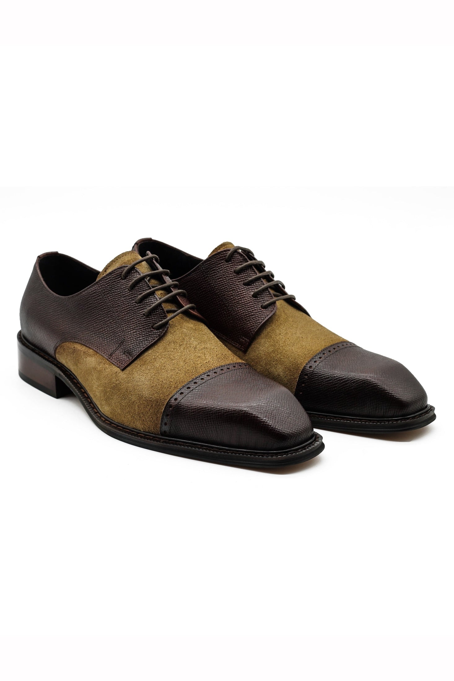 Retro Brown Leather & Suede Lace Up Derby Shoes