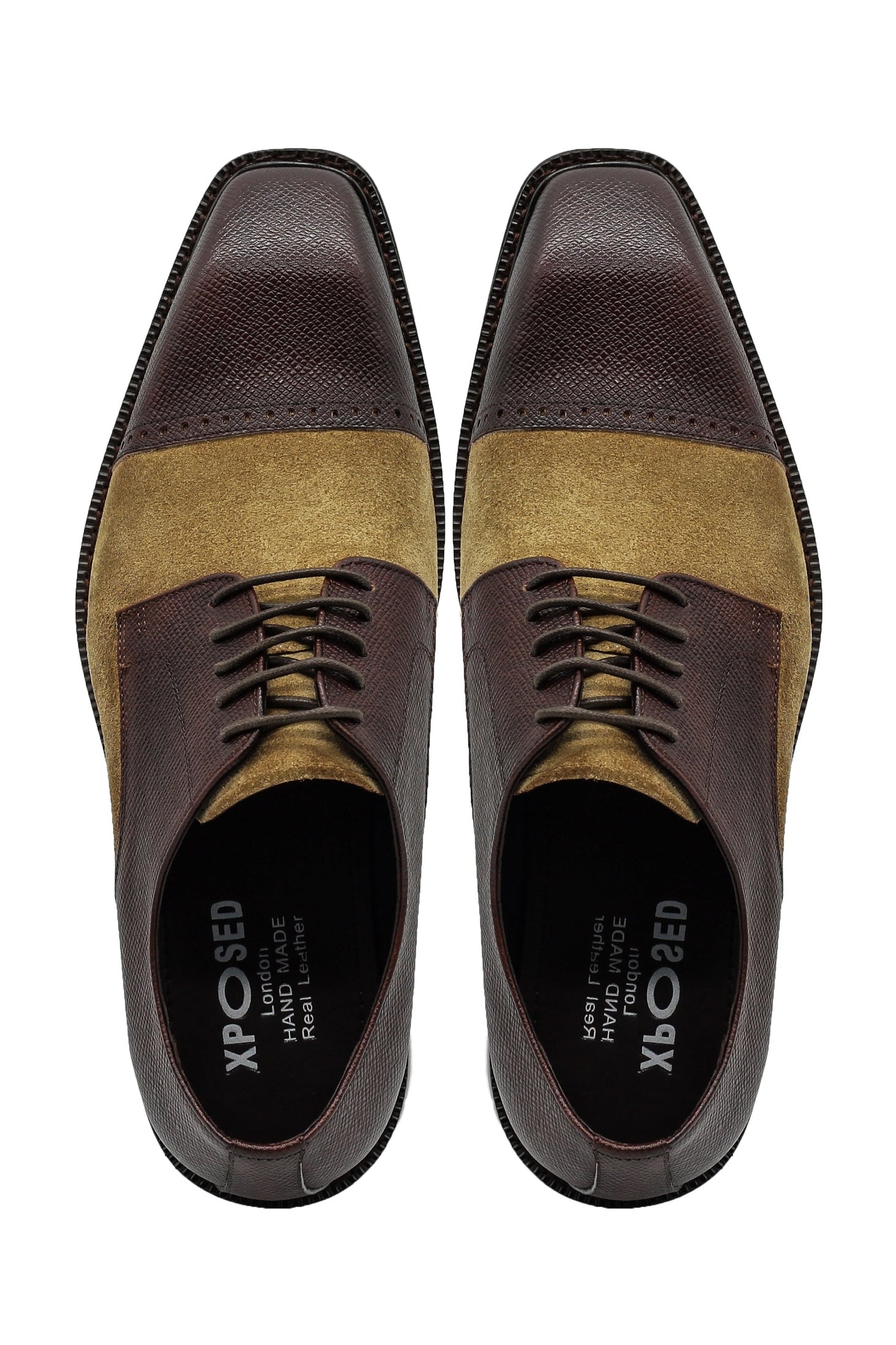 Retro Brown Leather & Suede Lace Up Derby Shoes
