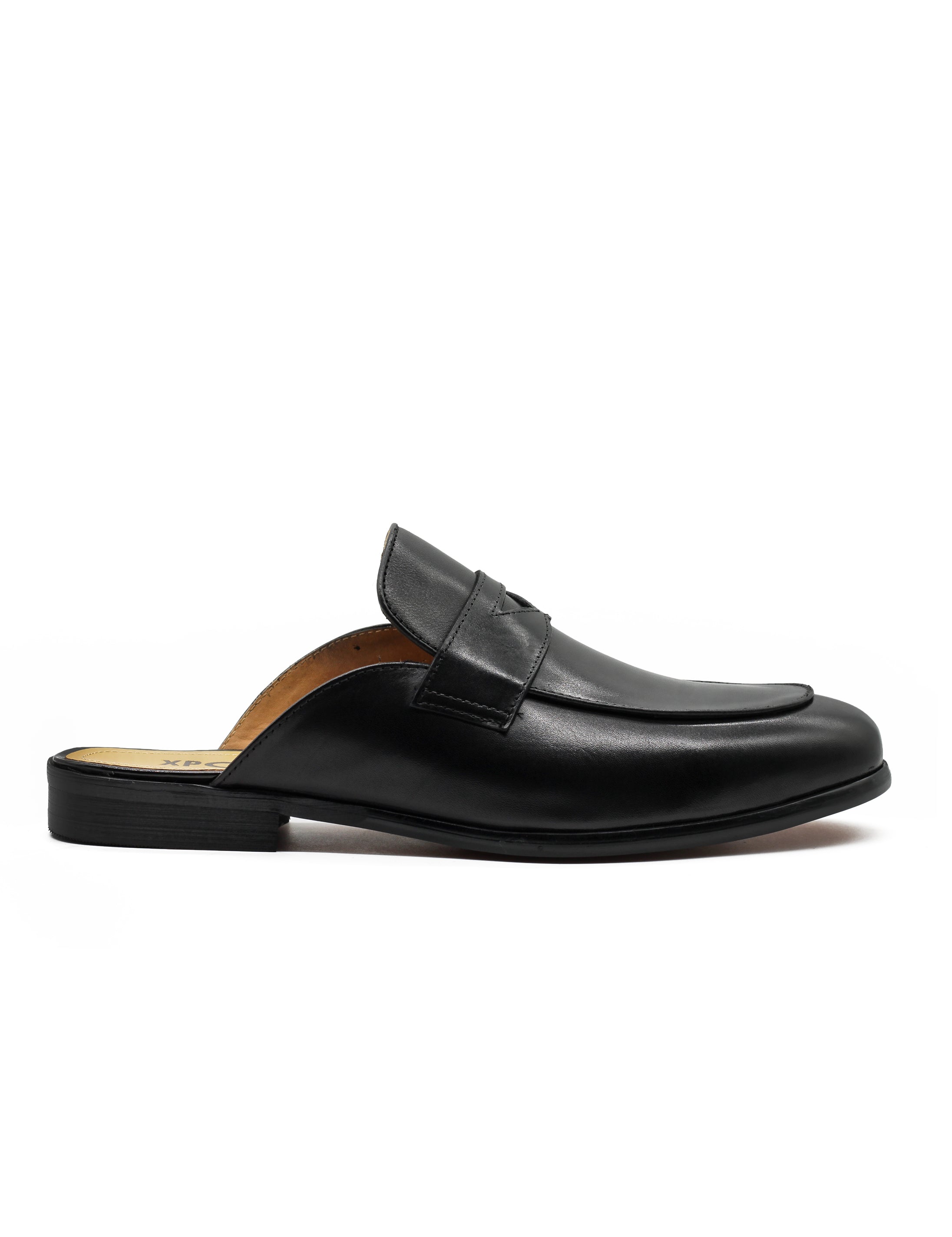 Black Leather Backless Shoes – Slip-on