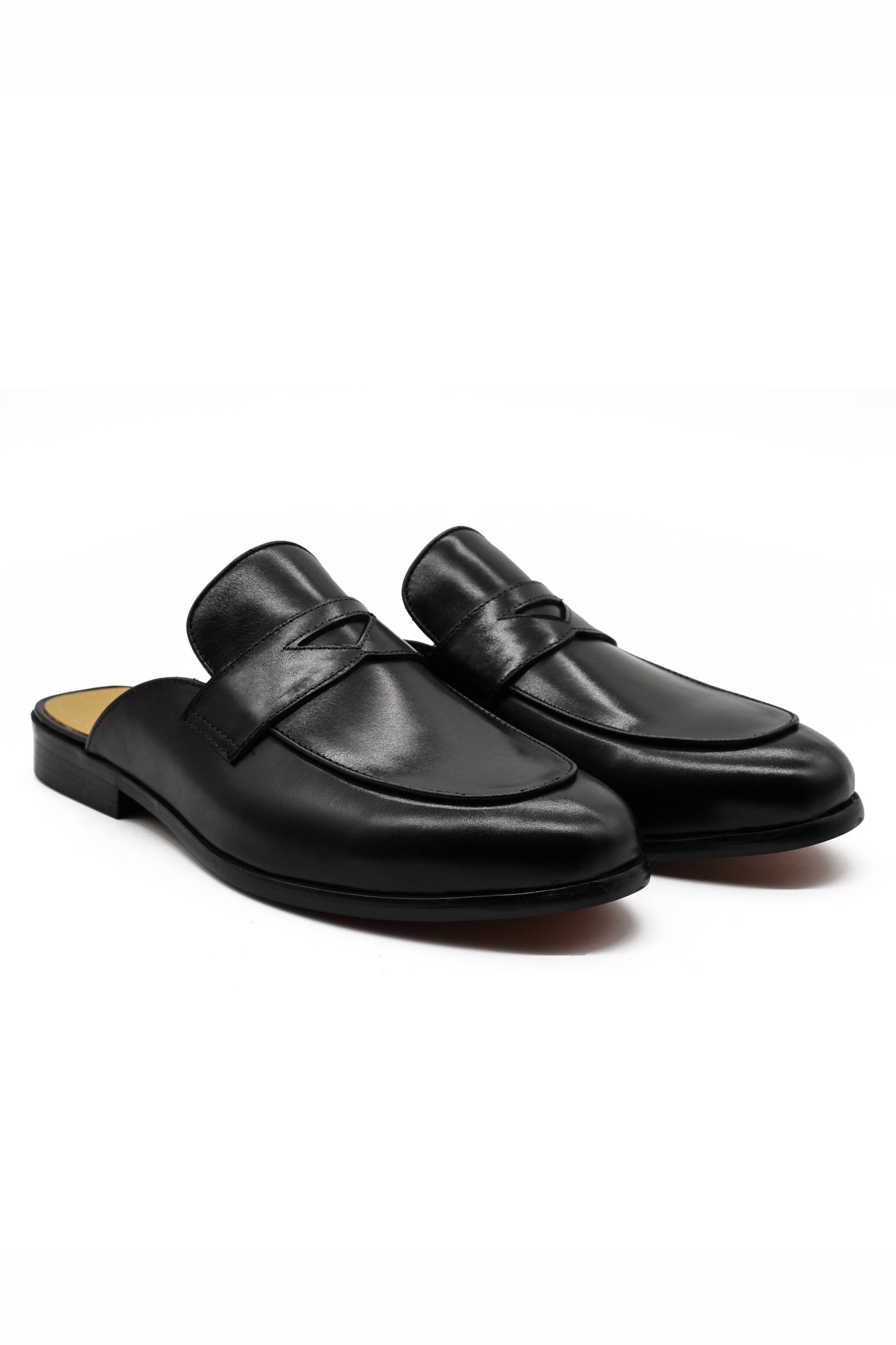 Black Leather Backless Shoes – Slip-on