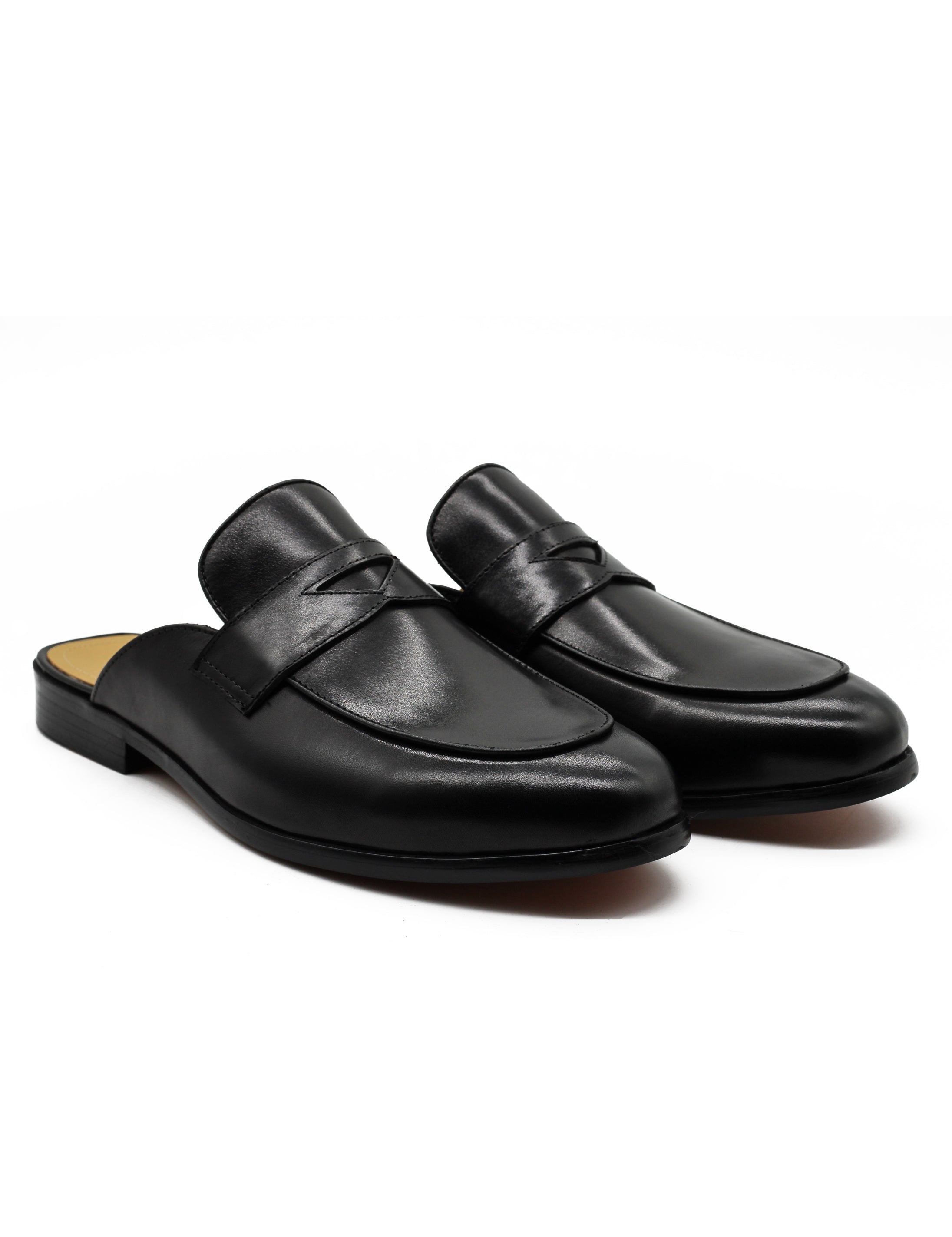 Black Leather Backless Shoes – Slip-on