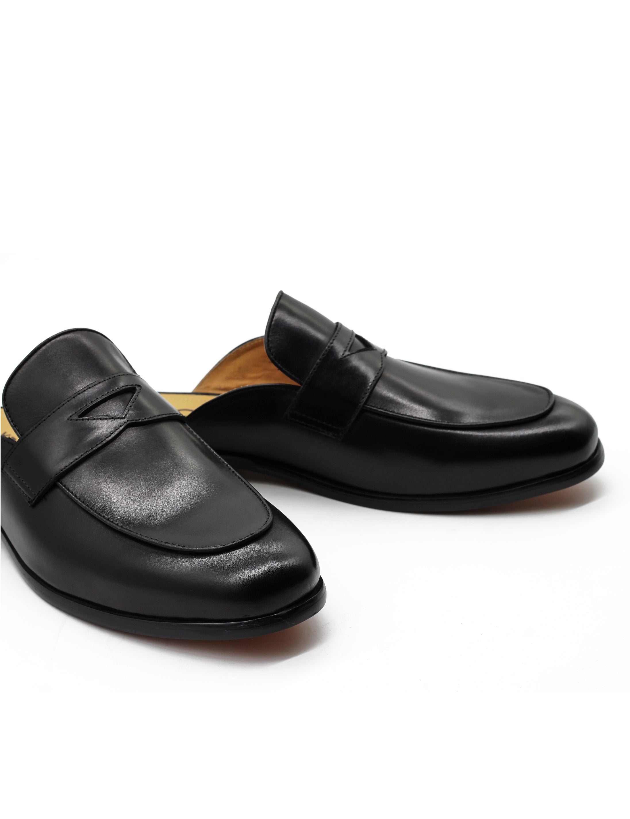 Black Leather Backless Shoes – Slip-on