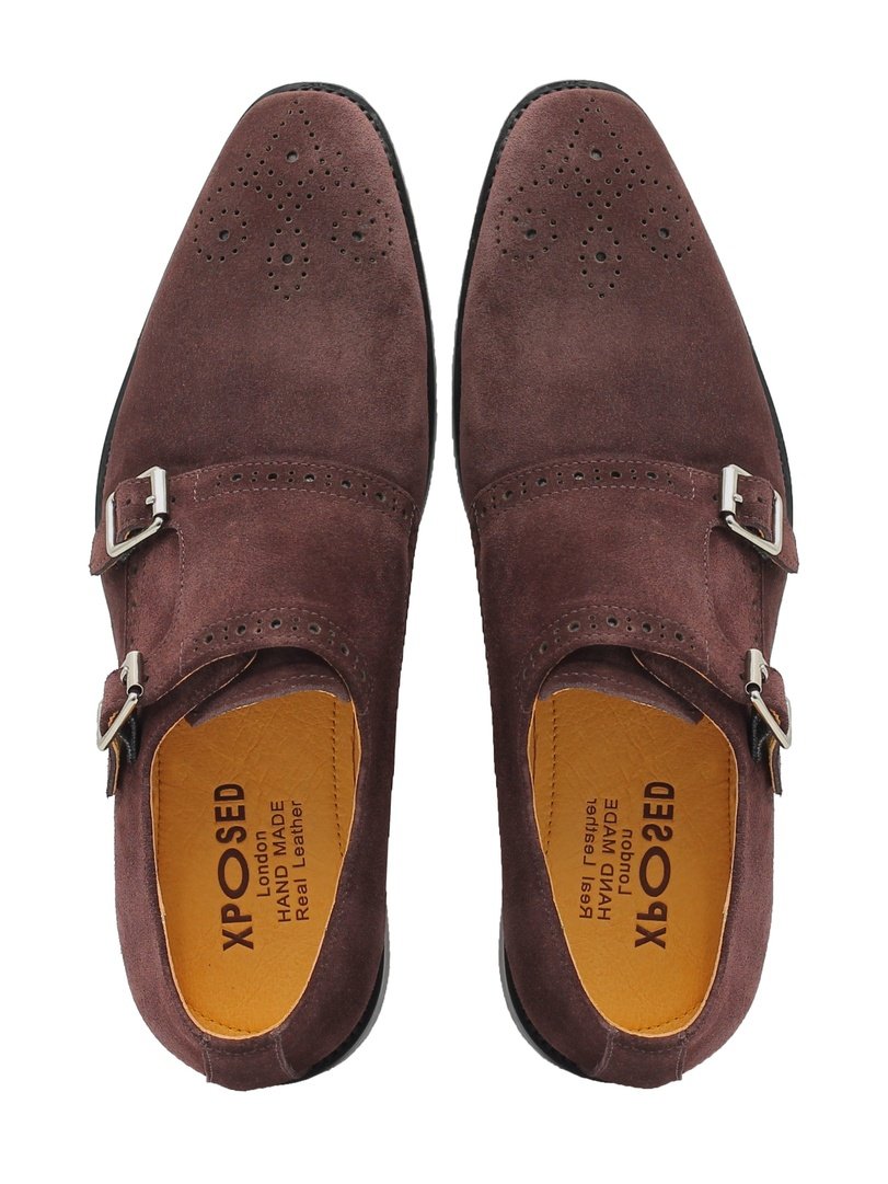 BROWN SUEDE DOUBLE MONK SHOES
