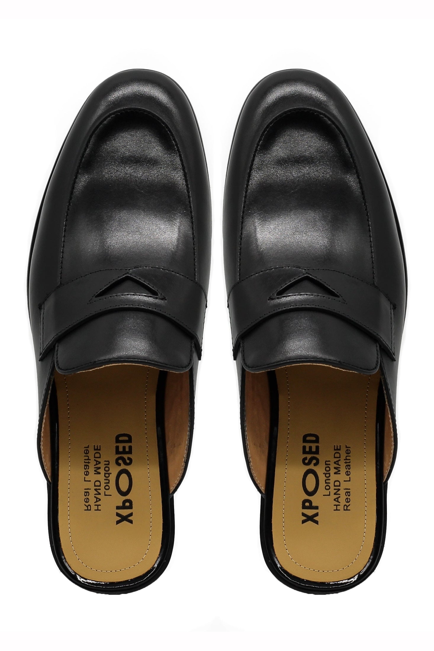 Black Leather Backless Shoes – Slip-on