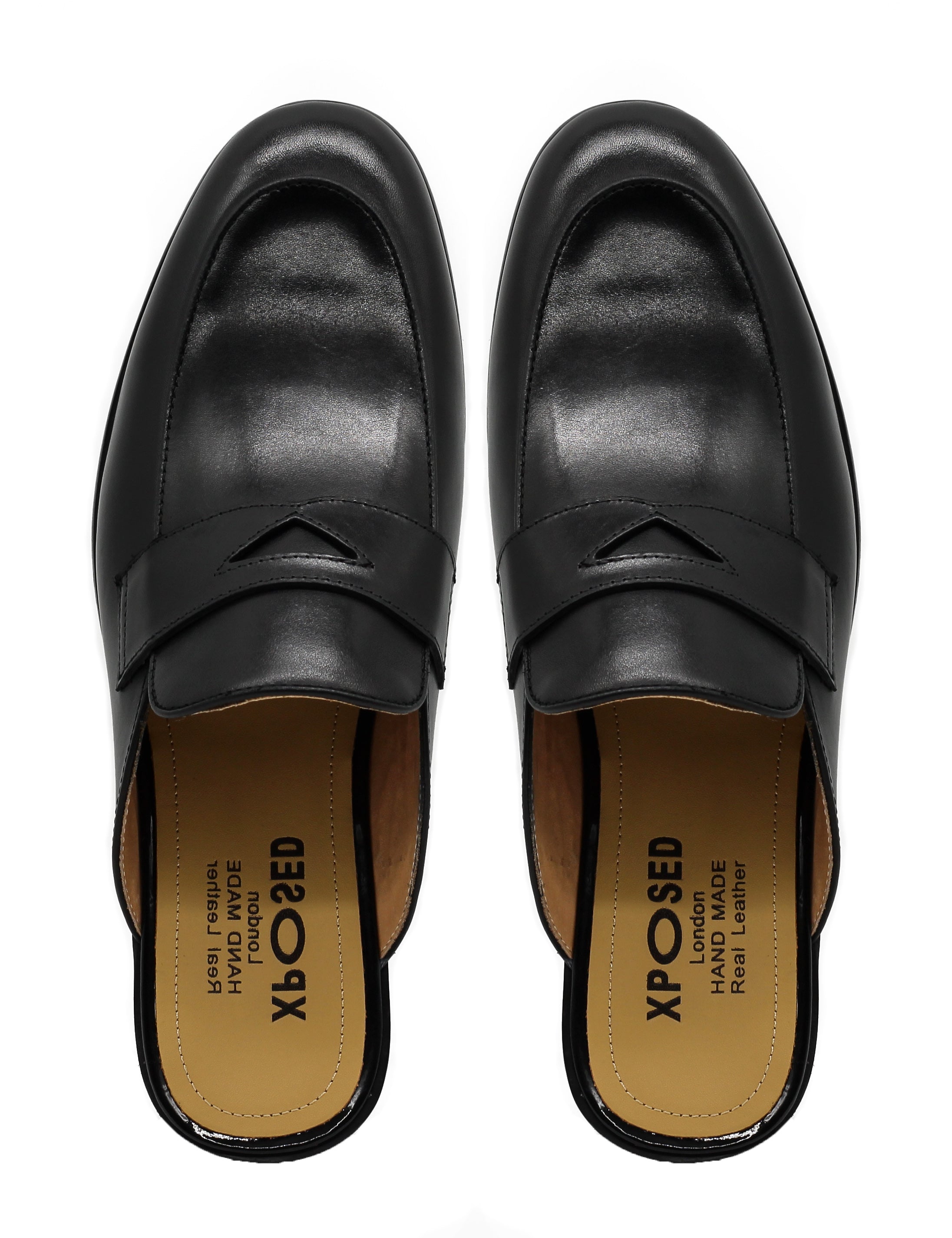 Black Leather Backless Shoes – Slip-on