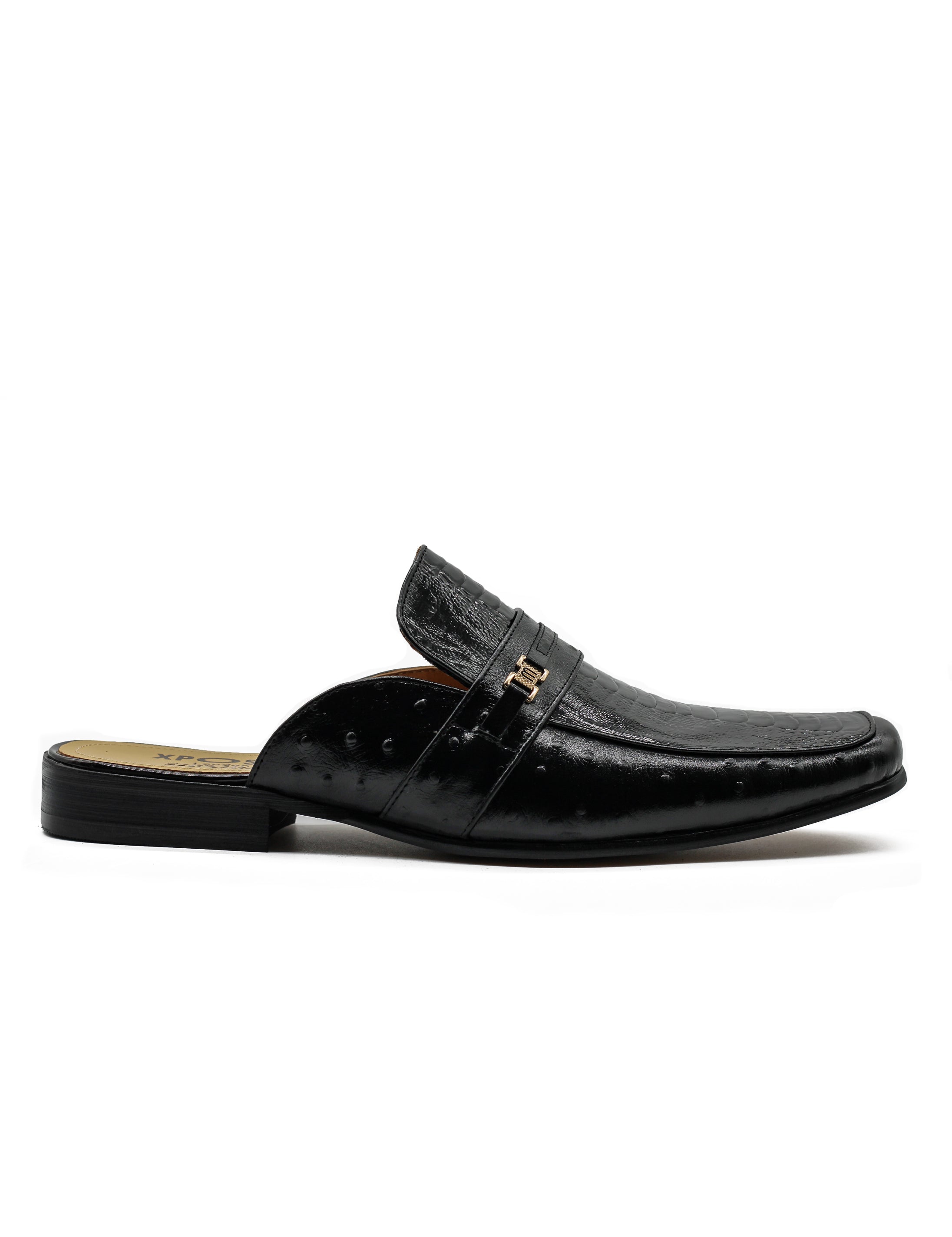 Patent Leather Print Backless Loafers