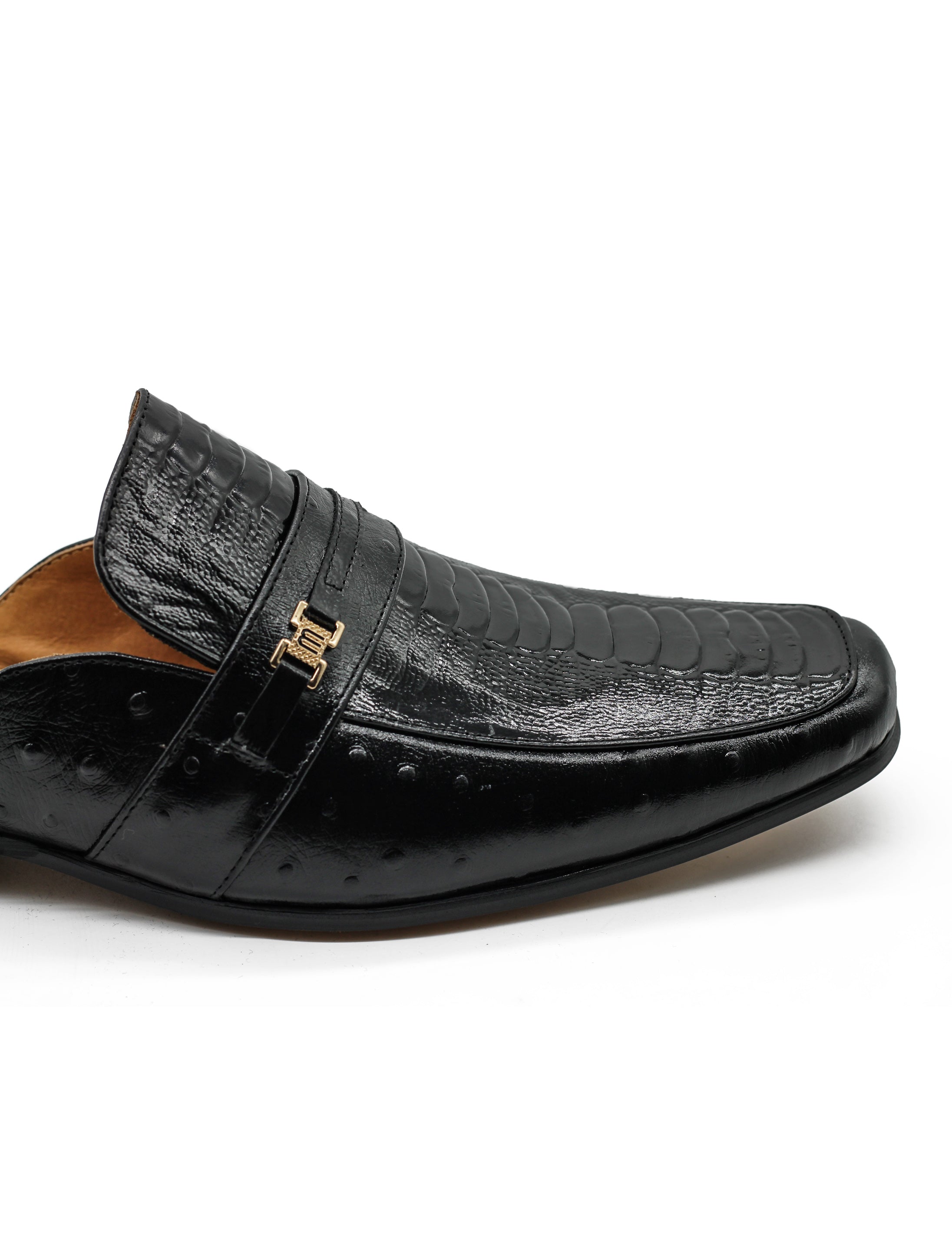 Patent Leather Print Backless Loafers