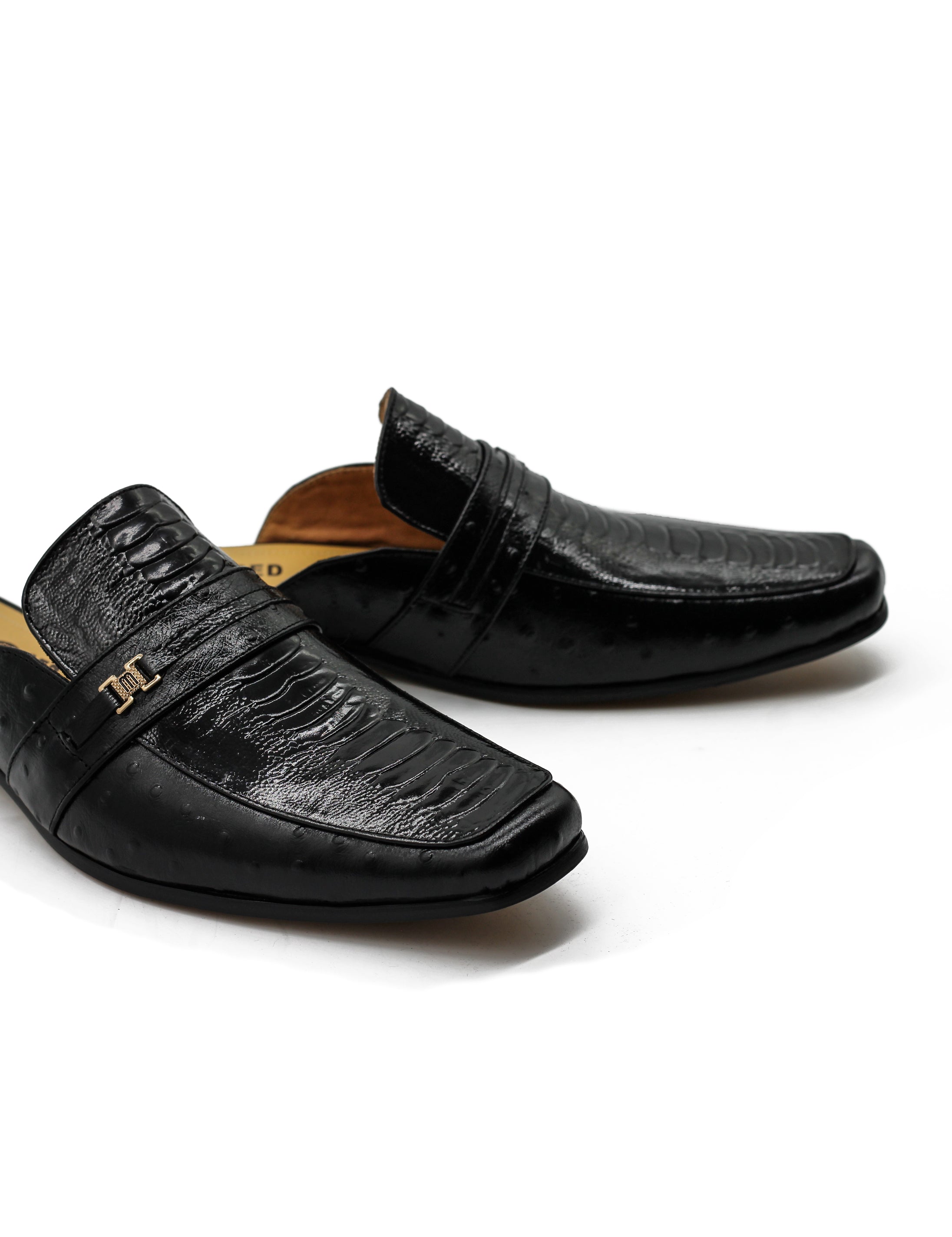 Patent Leather Print Backless Loafers