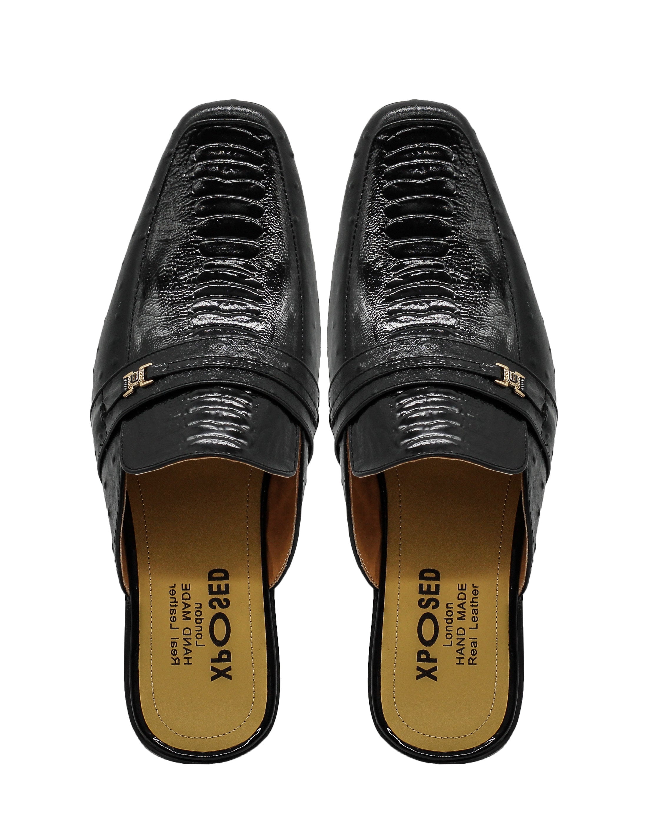 Patent Leather Print Backless Loafers