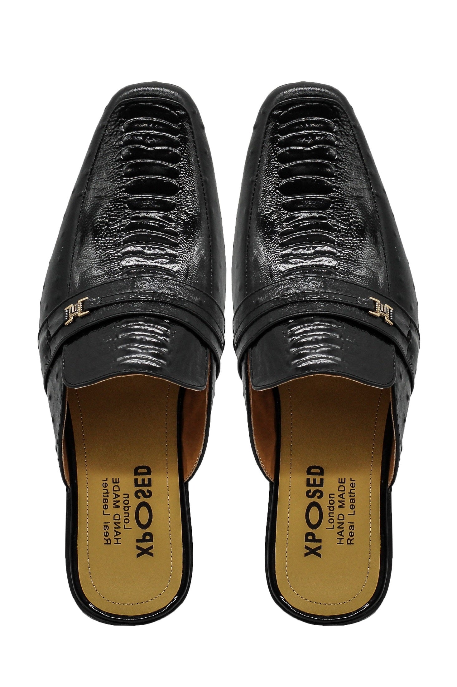 Patent Leather Print Backless Loafers