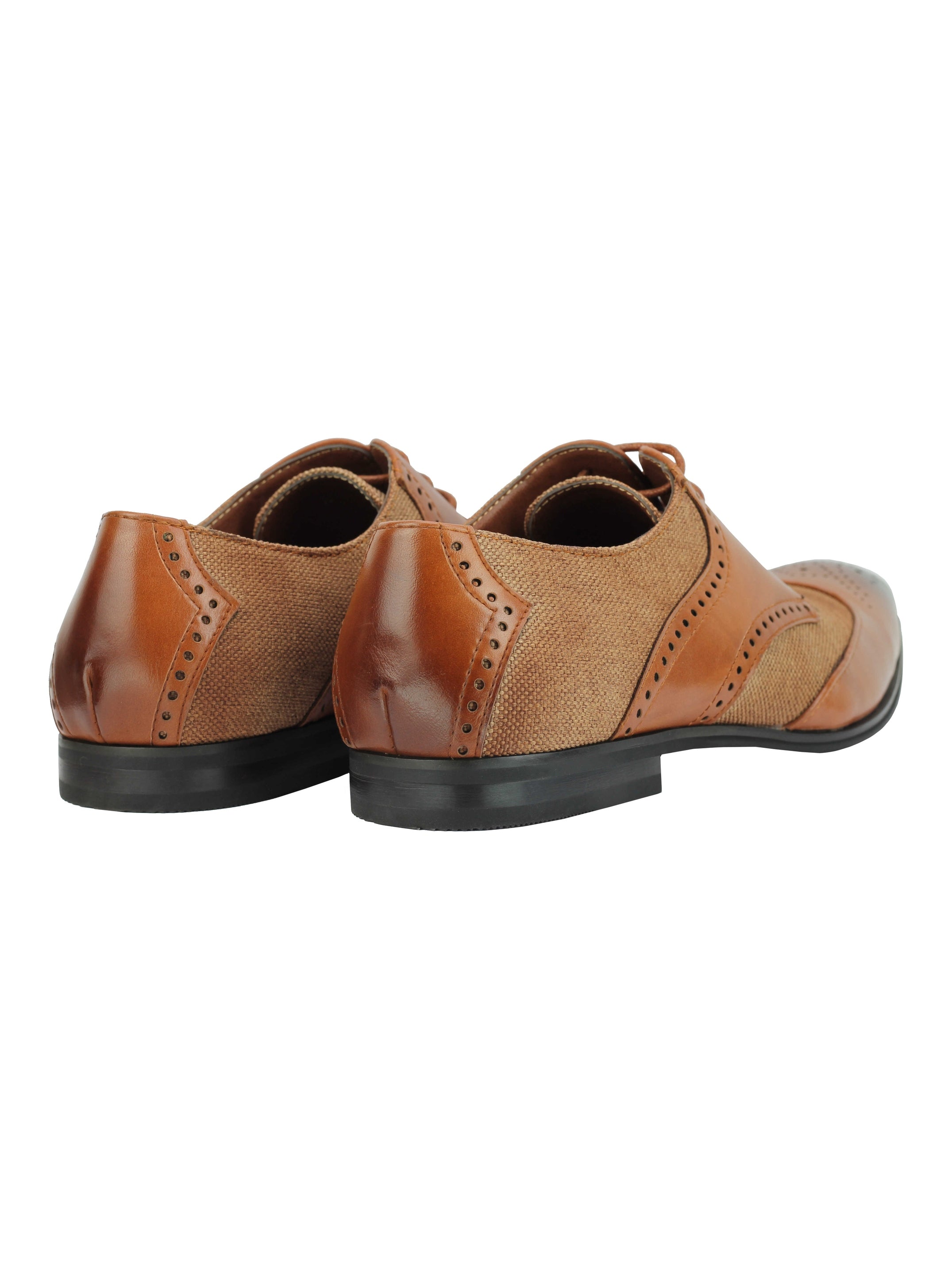 MENS CLASSIC FAUX LEATHER AND TWEED BROGUE LACE UP SHOES