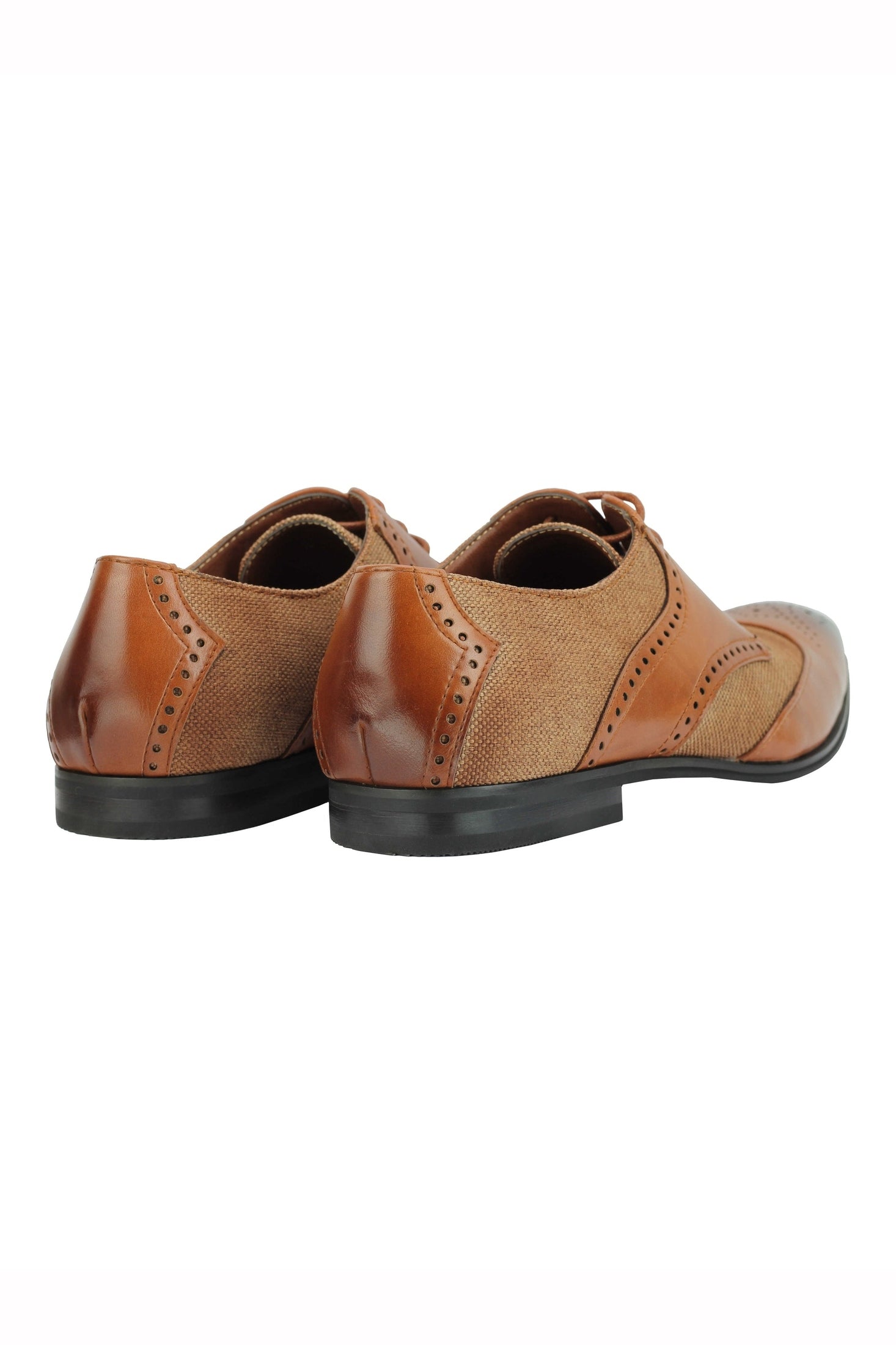 MENS CLASSIC FAUX LEATHER AND TWEED BROGUE LACE UP SHOES