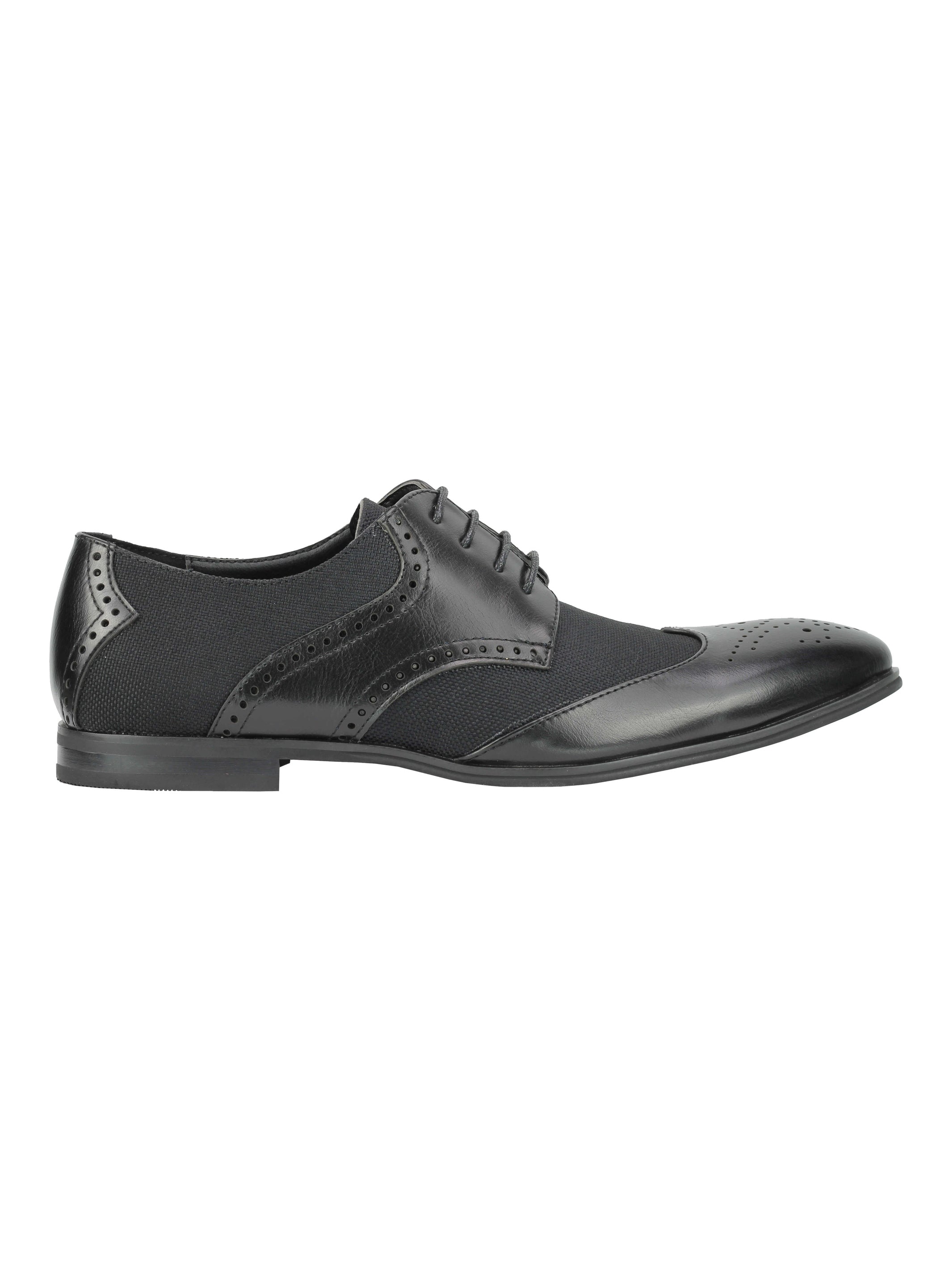 MENS CLASSIC FAUX LEATHER AND TWEED BROGUE LACE UP SHOES