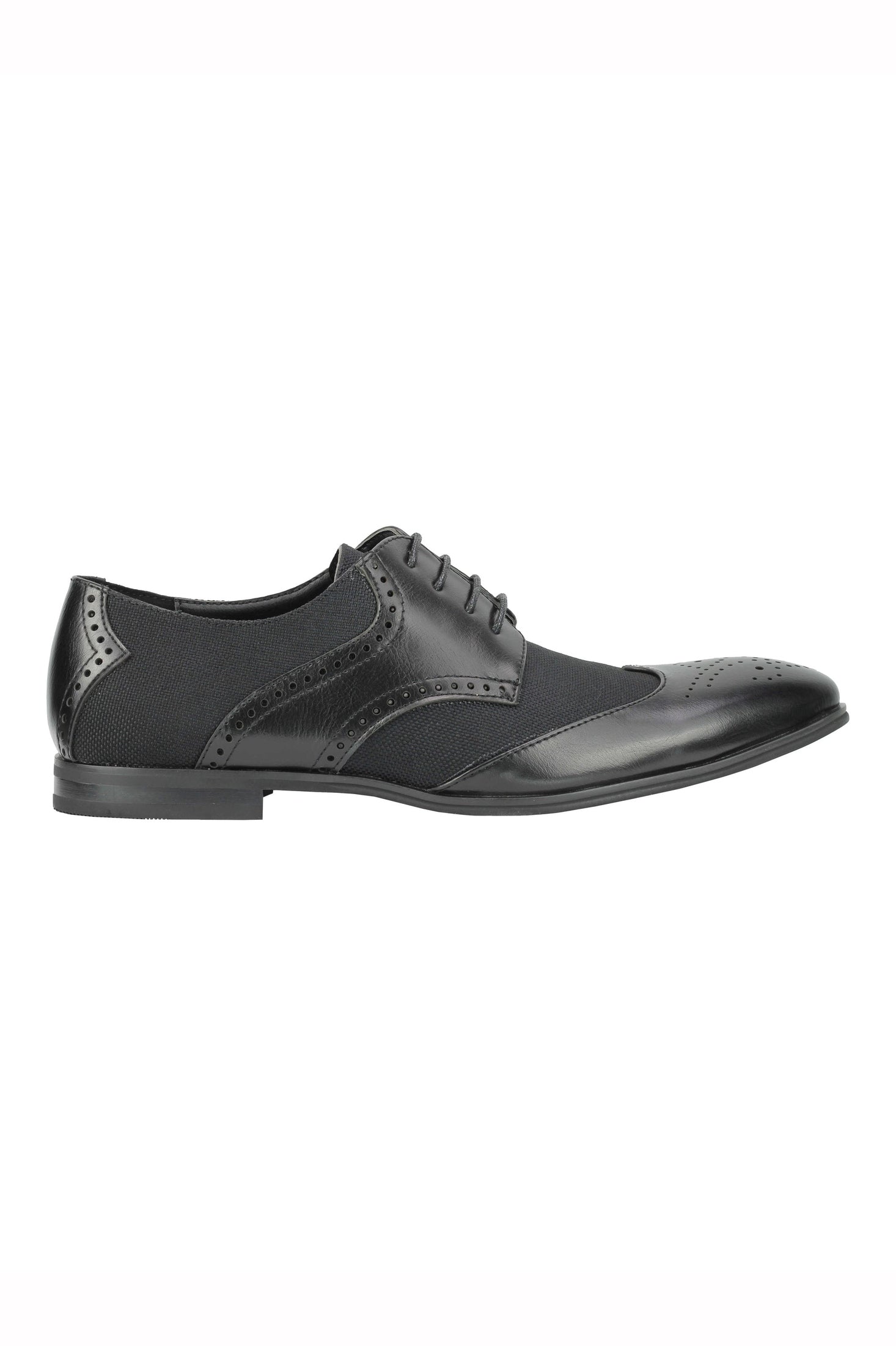 MENS CLASSIC FAUX LEATHER AND TWEED BROGUE LACE UP SHOES