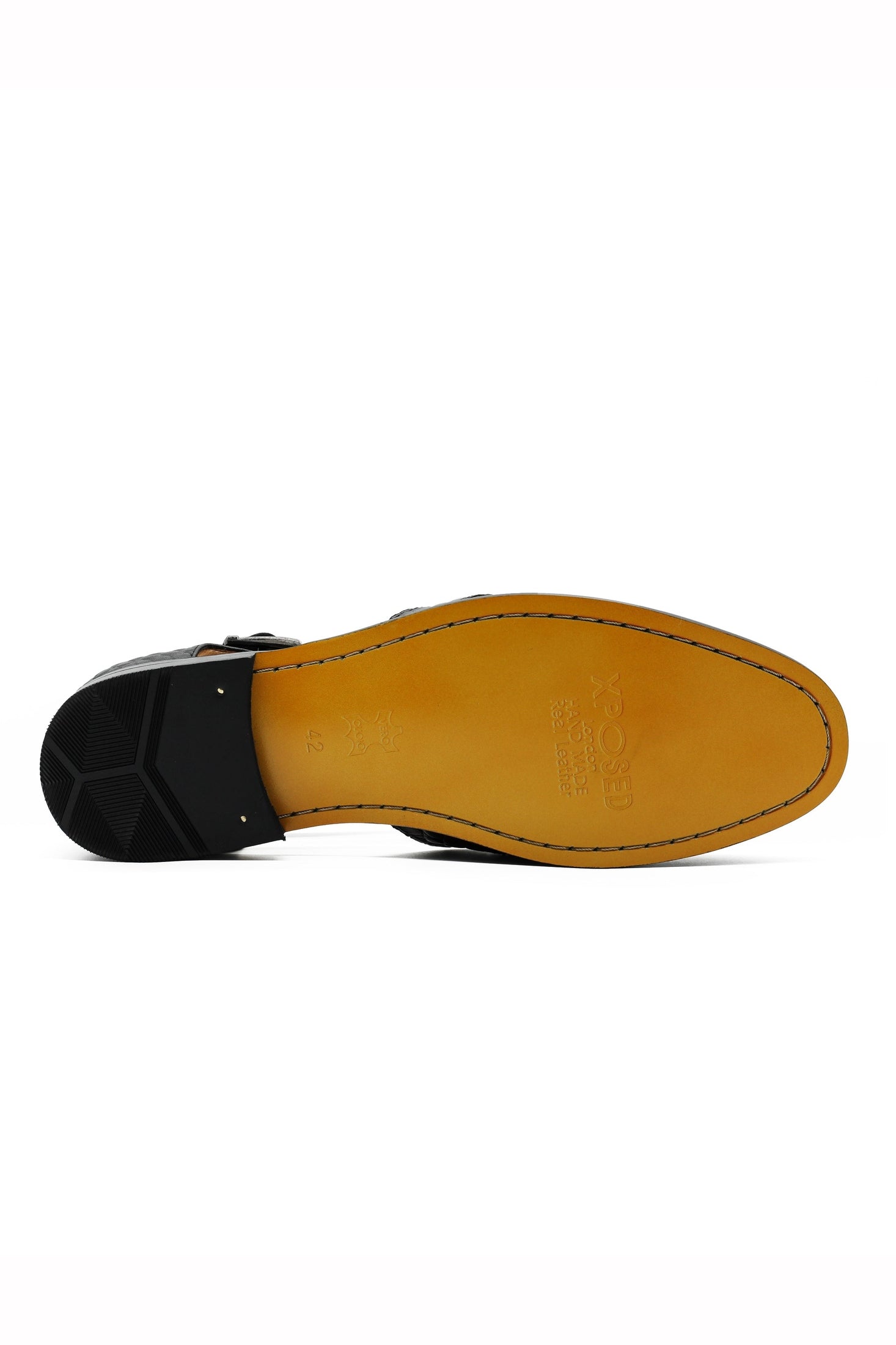 Black Printed Leather T-Strap Sandals – Closed Toe