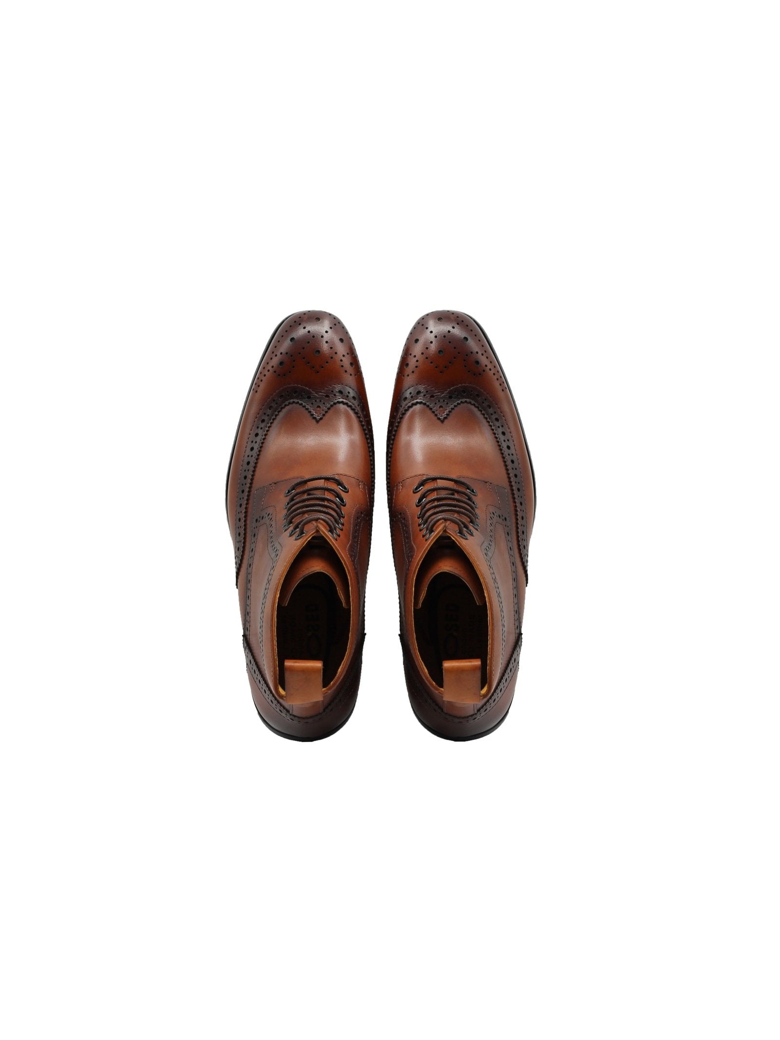 BROWN BROGUE LEATHER BOOTS