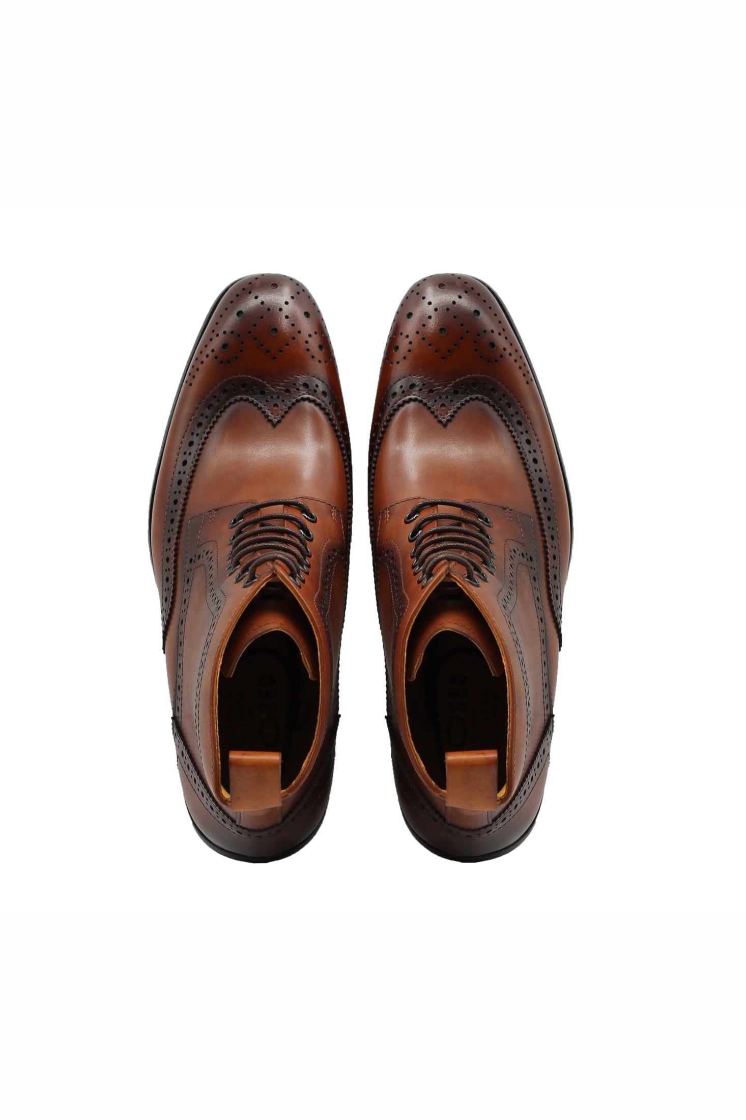 BROWN BROGUE LEATHER BOOTS