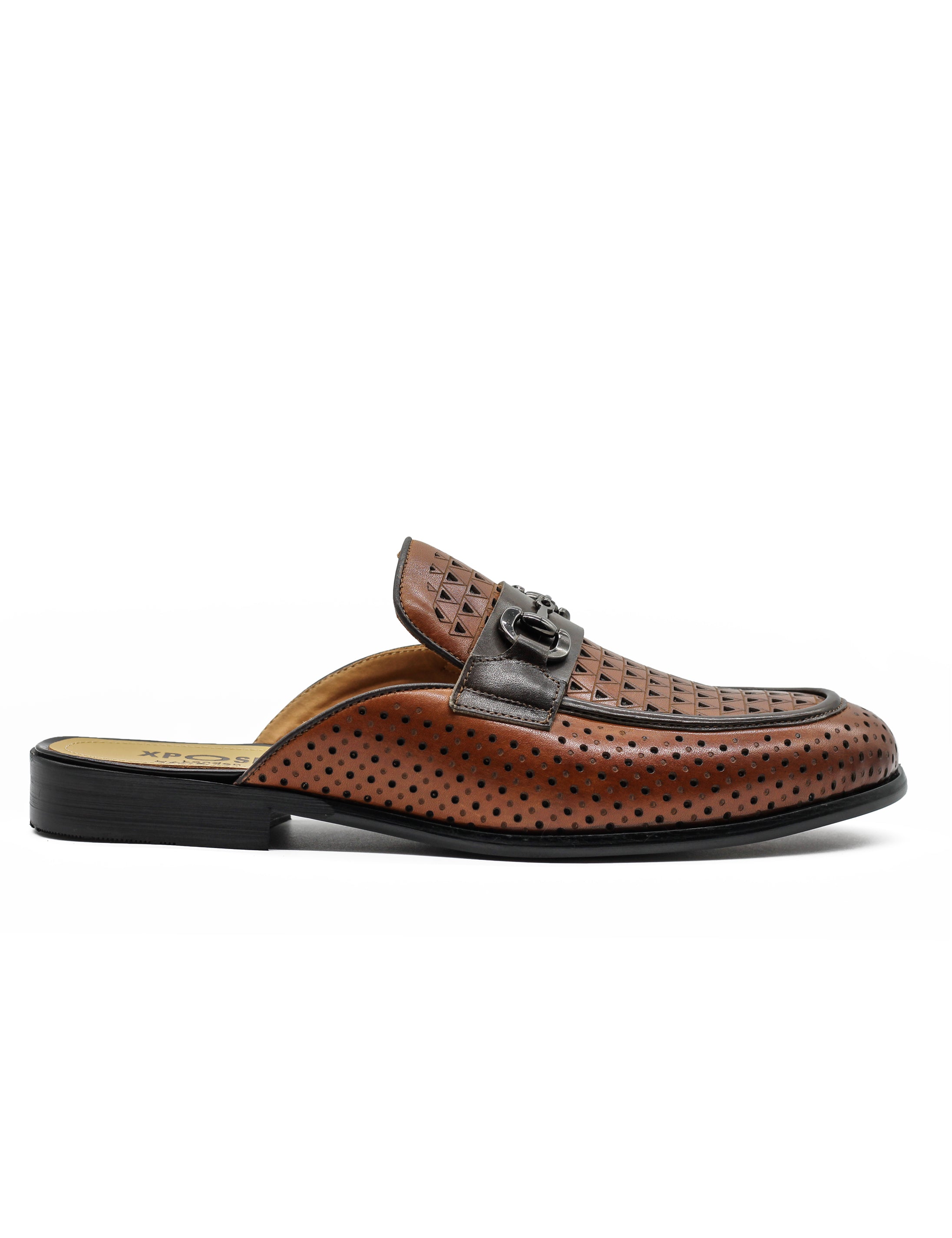 Brown Real Leather Half Shoes with Snaffle Buckle