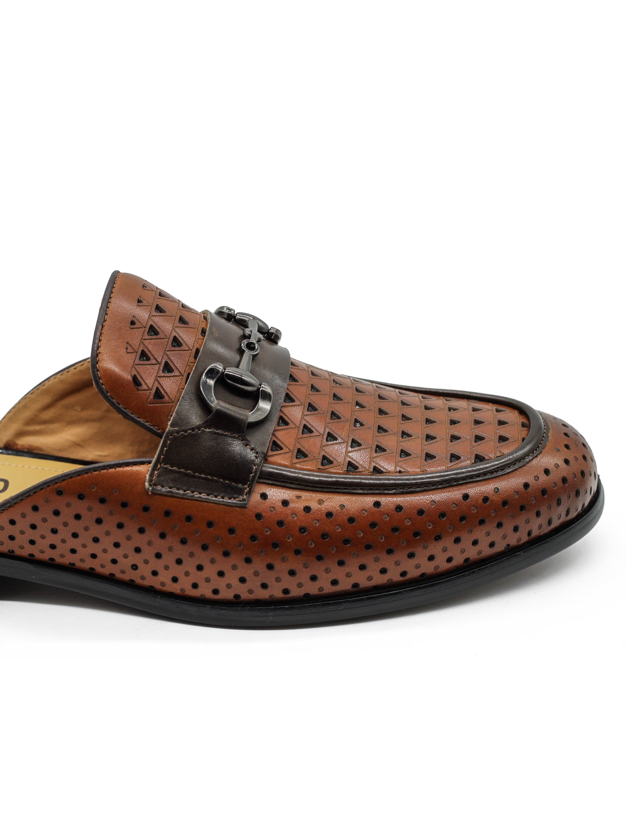 Brown Real Leather Half Shoes with Snaffle Buckle