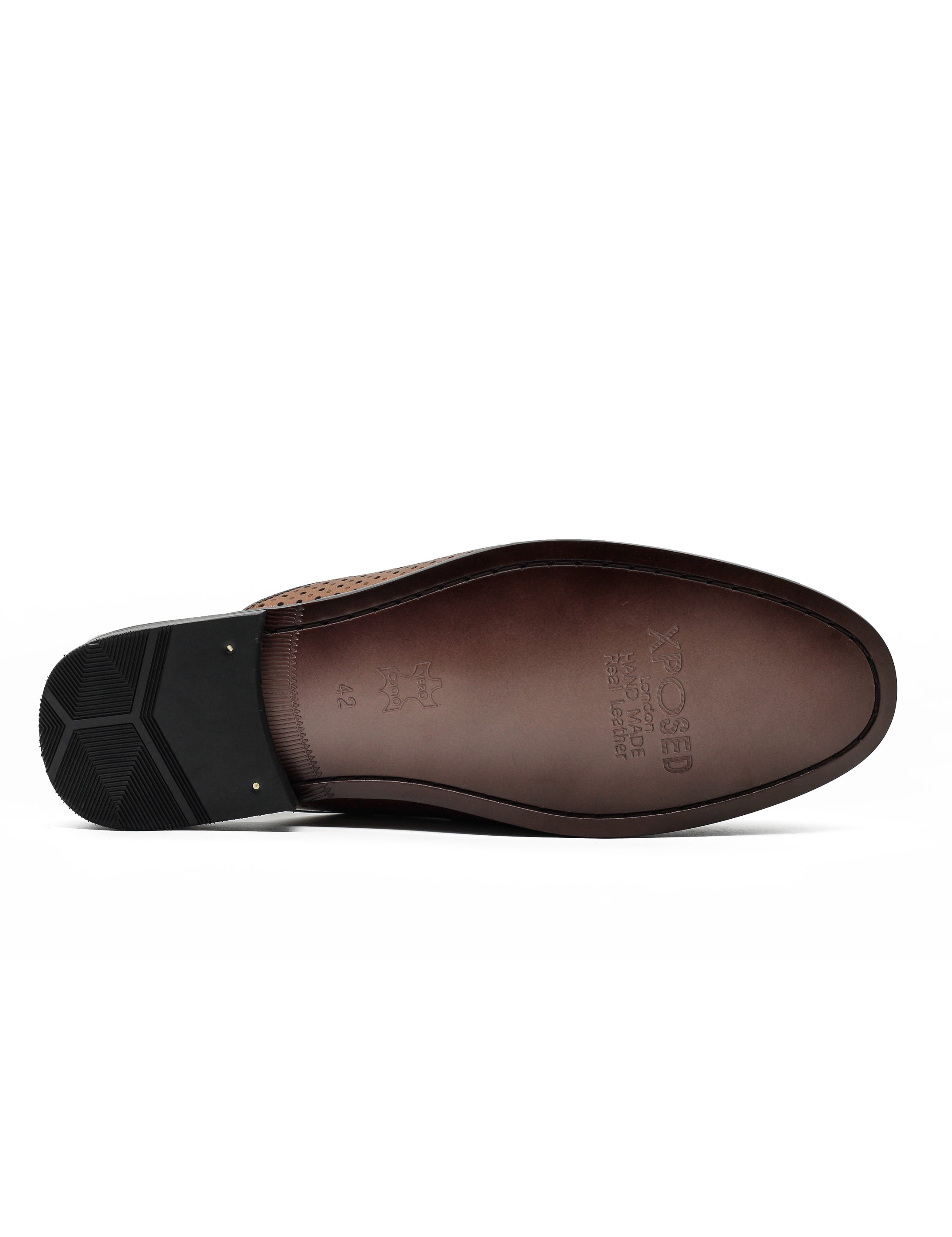 Brown Real Leather Half Shoes with Snaffle Buckle