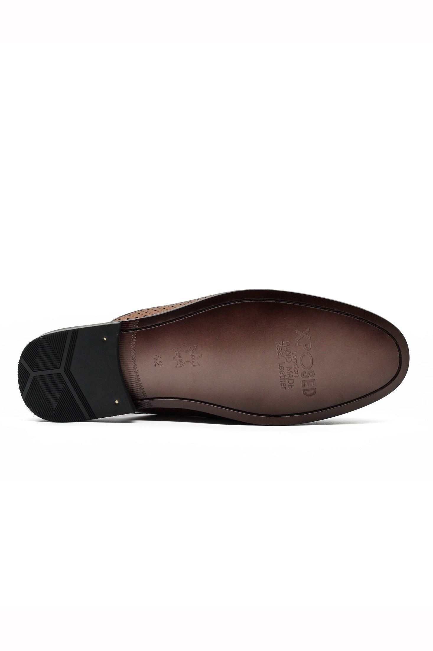 Brown Real Leather Half Shoes with Snaffle Buckle