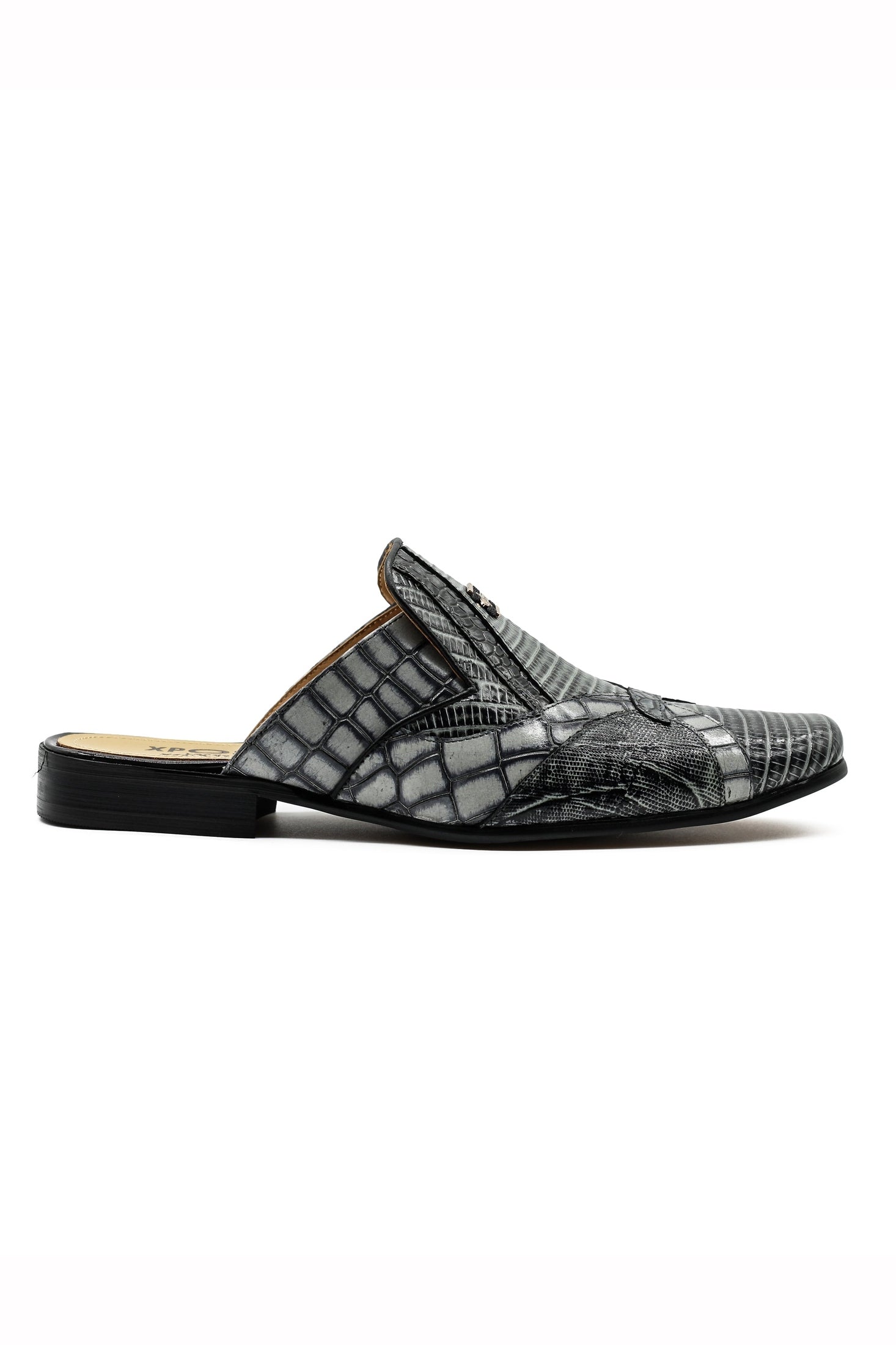 Real Leather Mens Half Shoes in Grey Black