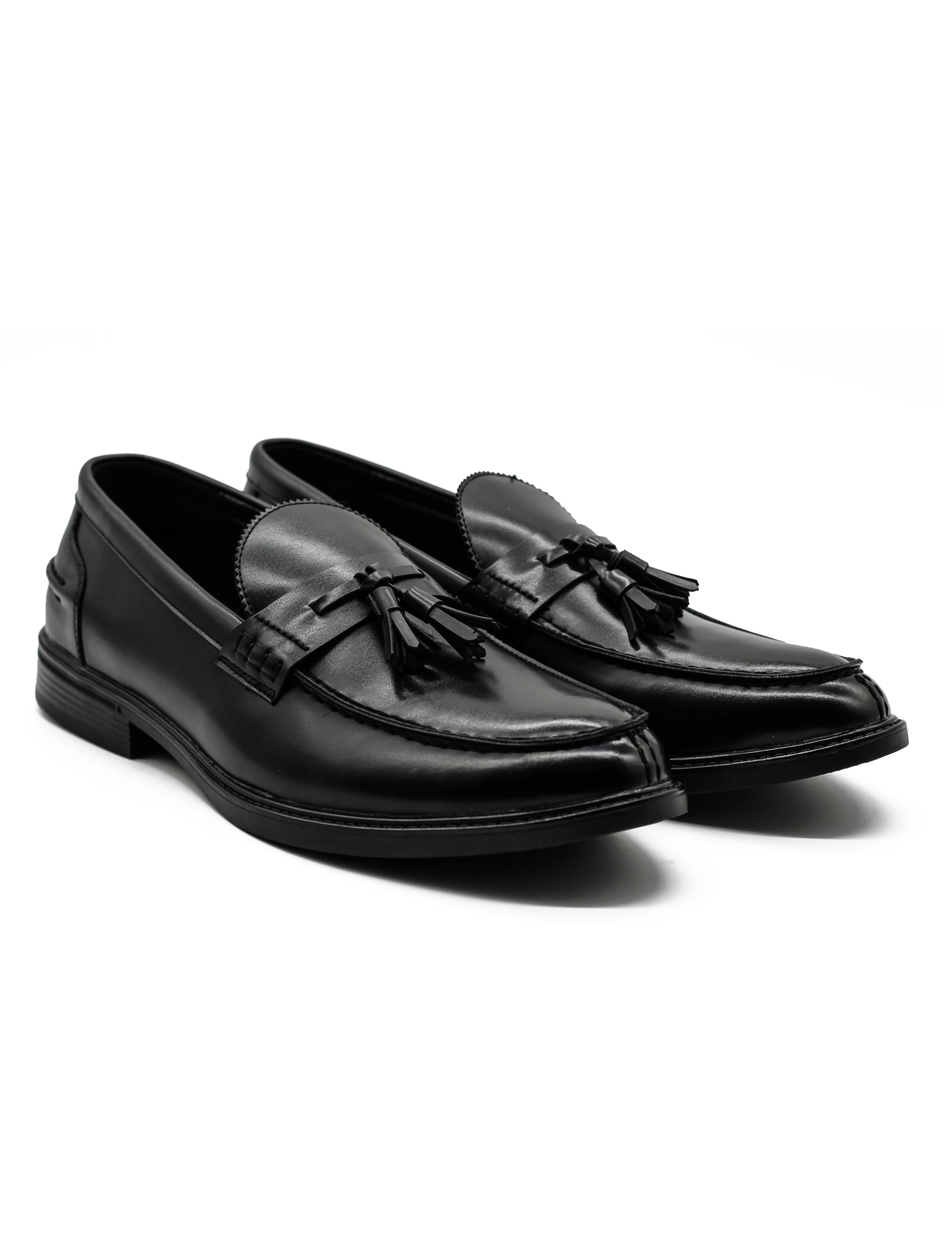 Men’s Black Faux Leather Retro Tassel Loafers