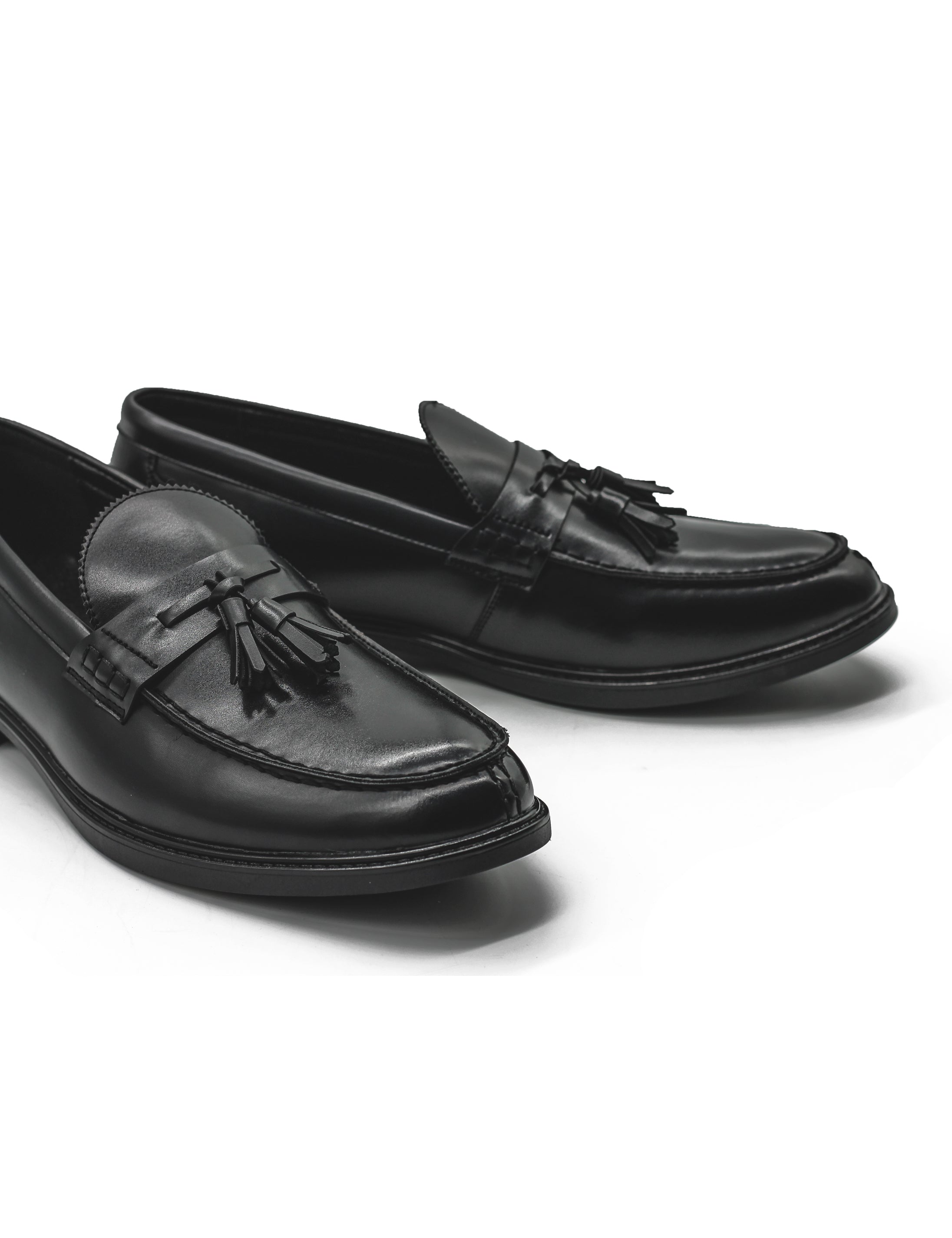 Men’s Black Faux Leather Retro Tassel Loafers