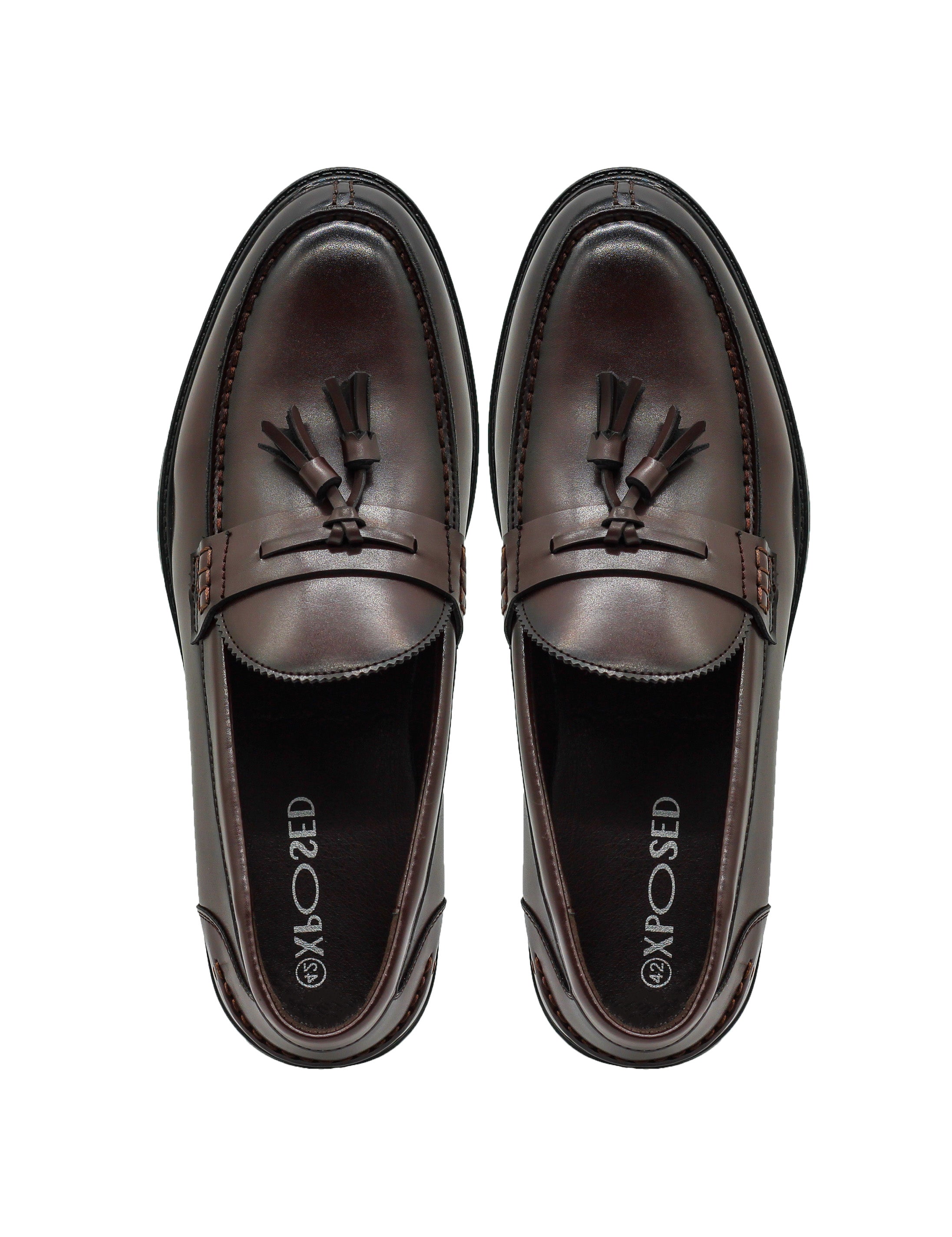 Men’s Brown Faux Leather Retro Tassel Loafers
