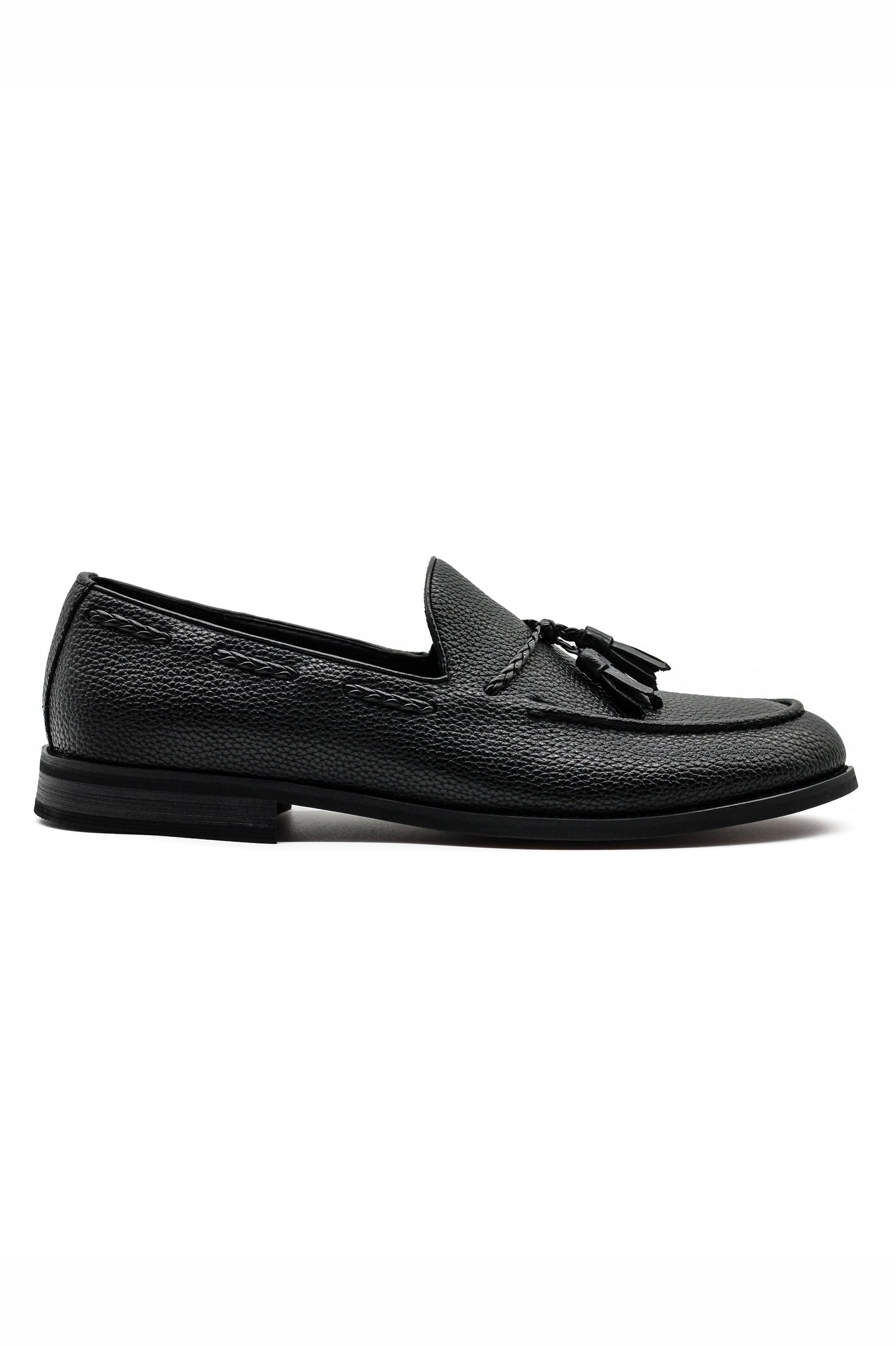 Men’s Black Faux Leather Tassel Loafers