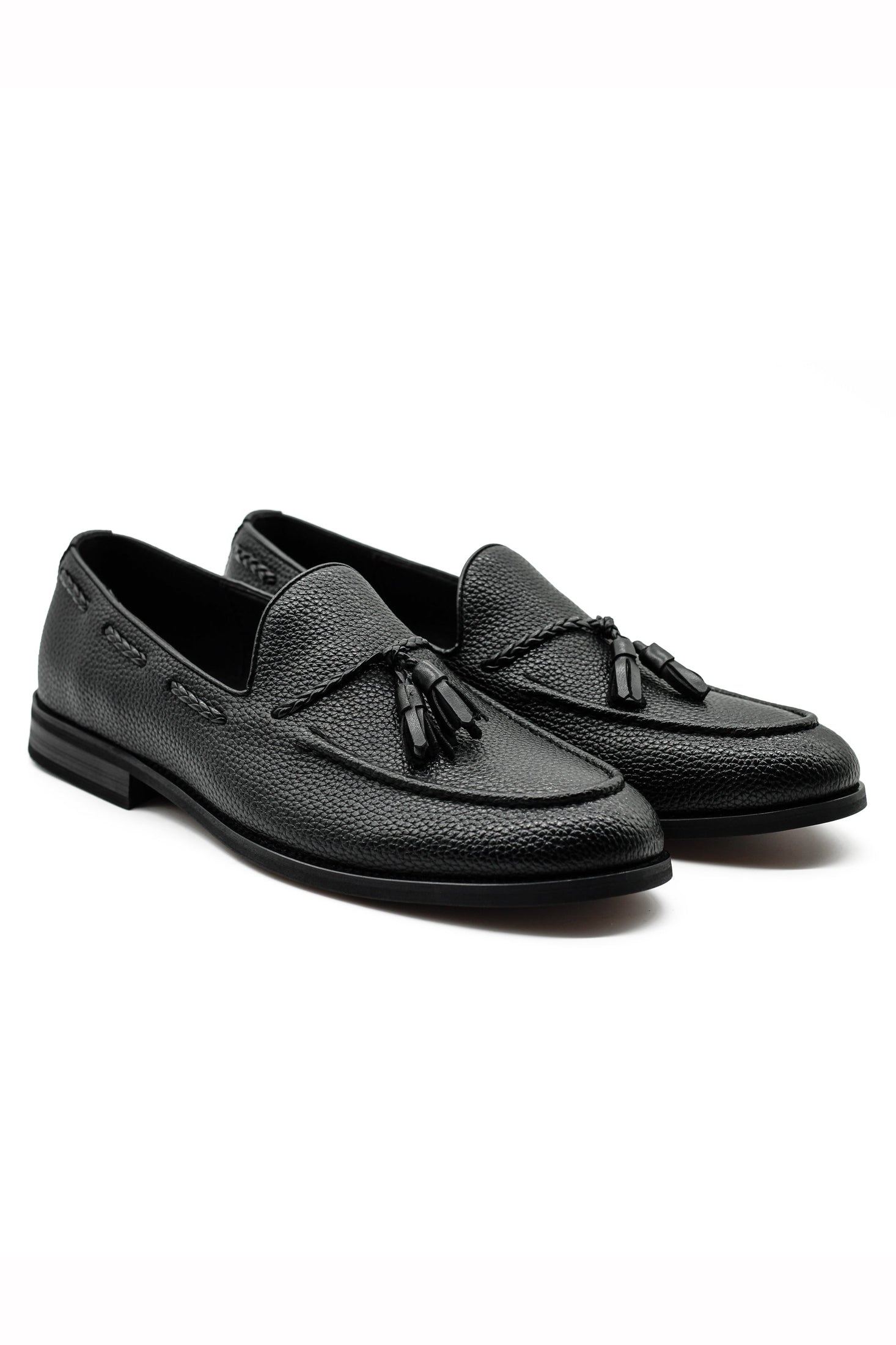 Men’s Black Faux Leather Tassel Loafers