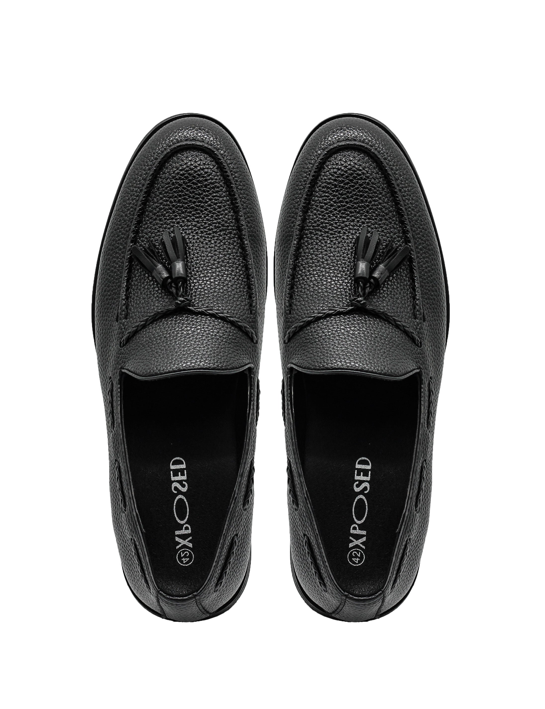 Men’s Black Faux Leather Tassel Loafers