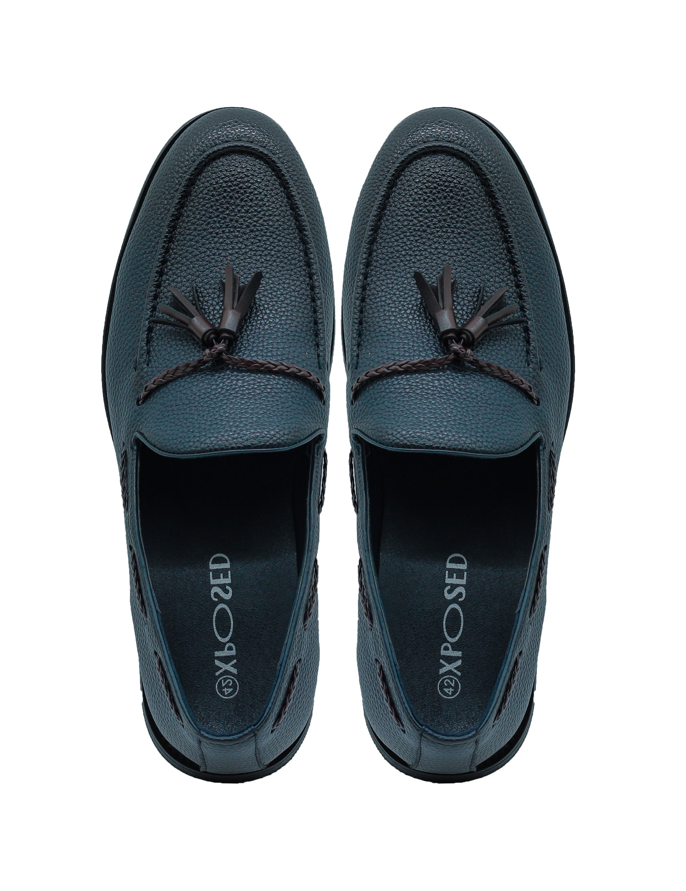 Men’s Navy Faux Leather Tassel Loafers