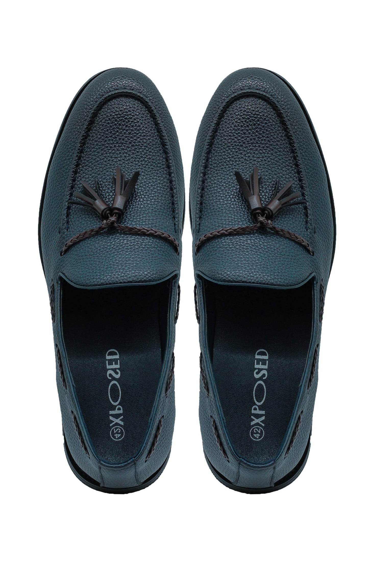 Men’s Navy Faux Leather Tassel Loafers