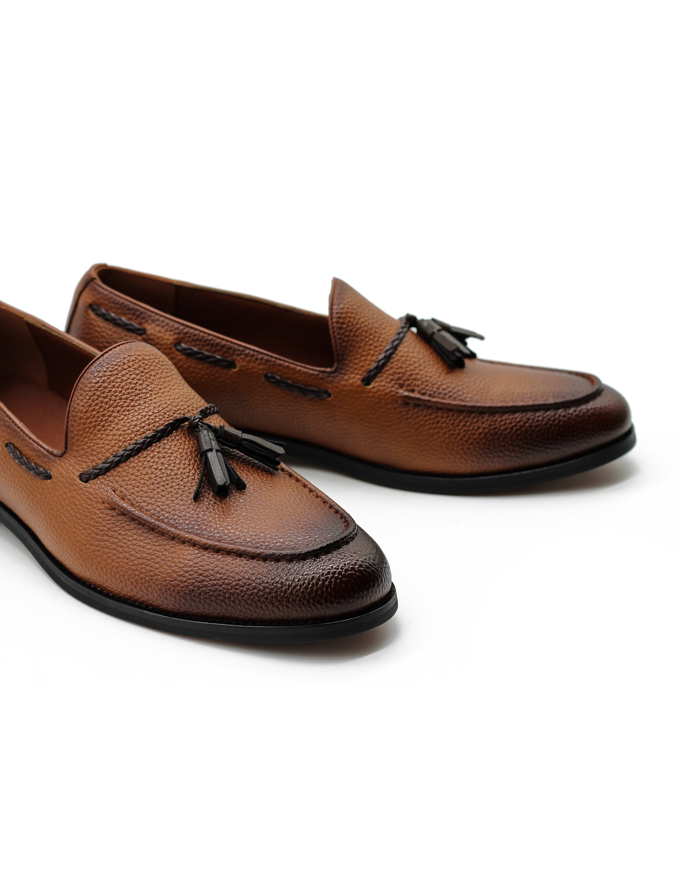 Men’s Tan Faux Leather Tassel Loafers