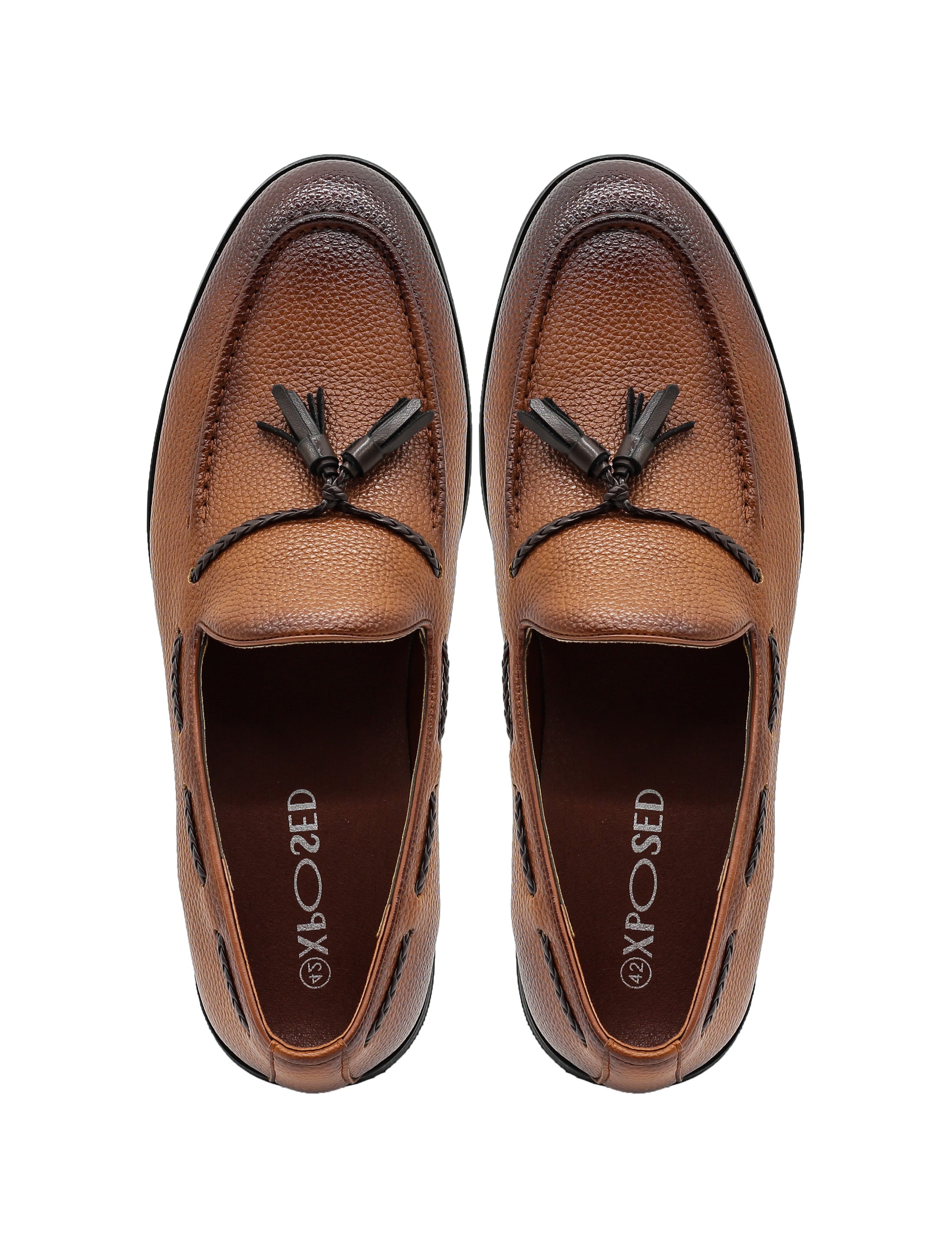 Men’s Tan Faux Leather Tassel Loafers