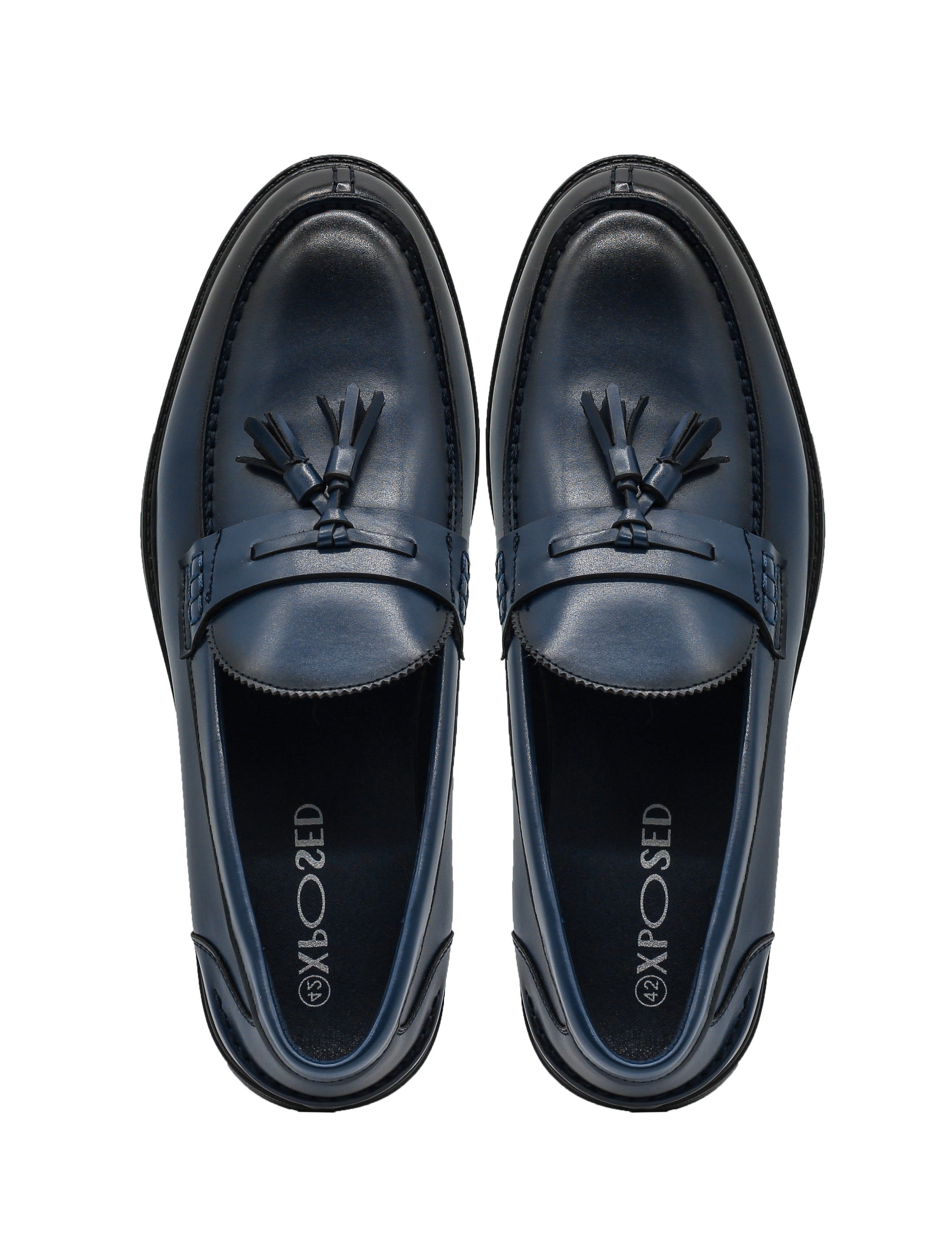 Men’s Navy Faux Leather Classic Tassel Loafers