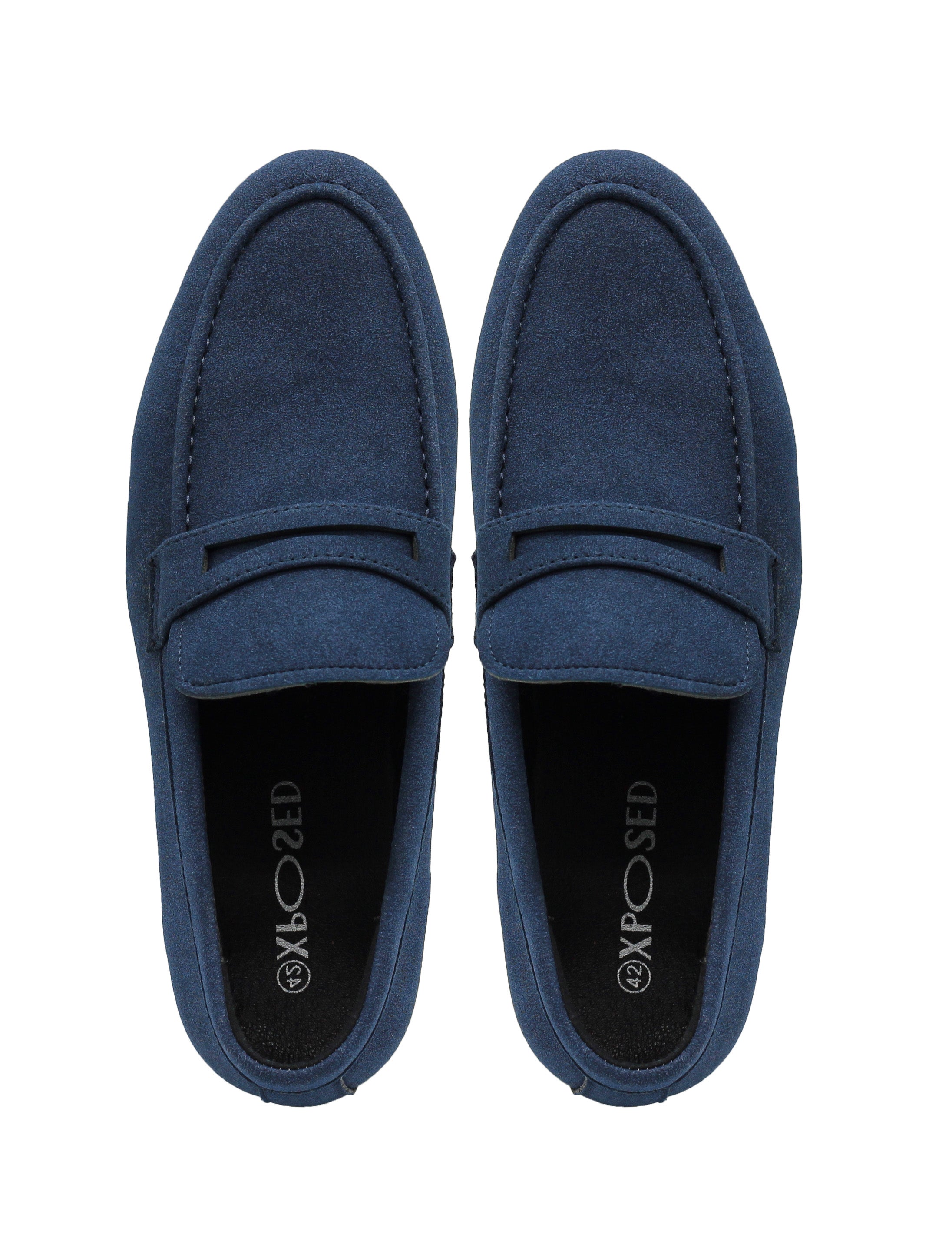 Midnight Blue Faux Suede Penny Loafers Lightweight Slip-Ons