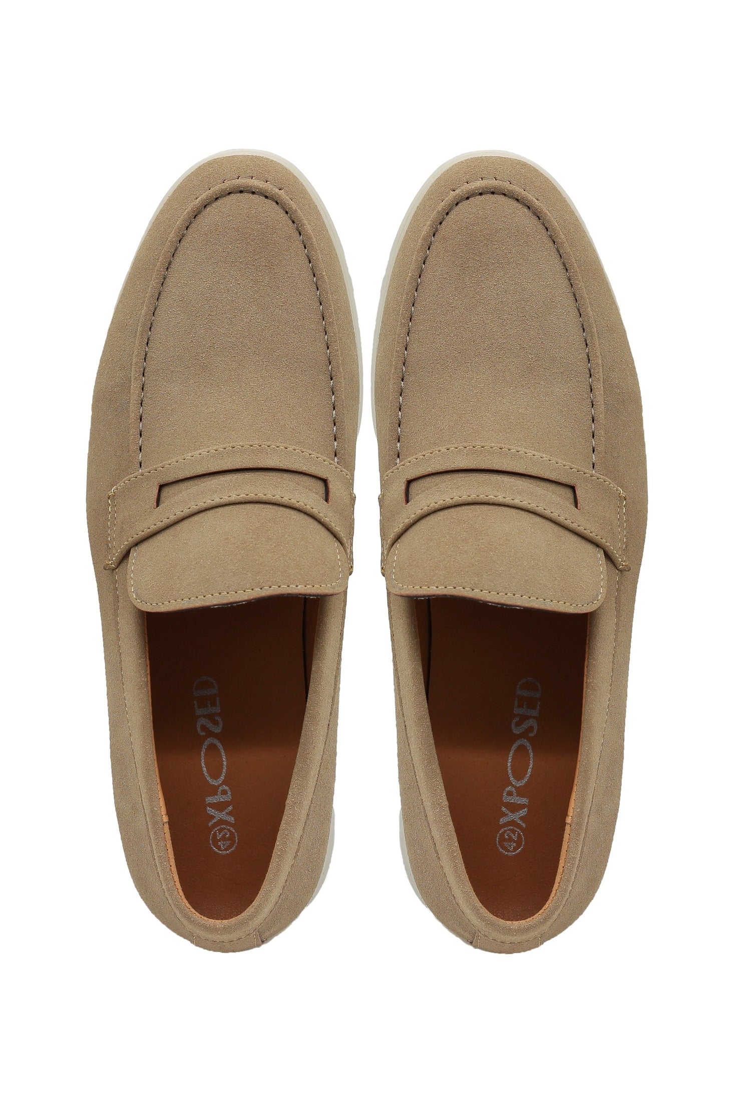 Sand Faux Suede Penny Loafers Lightweight Summer Slip-Ons
