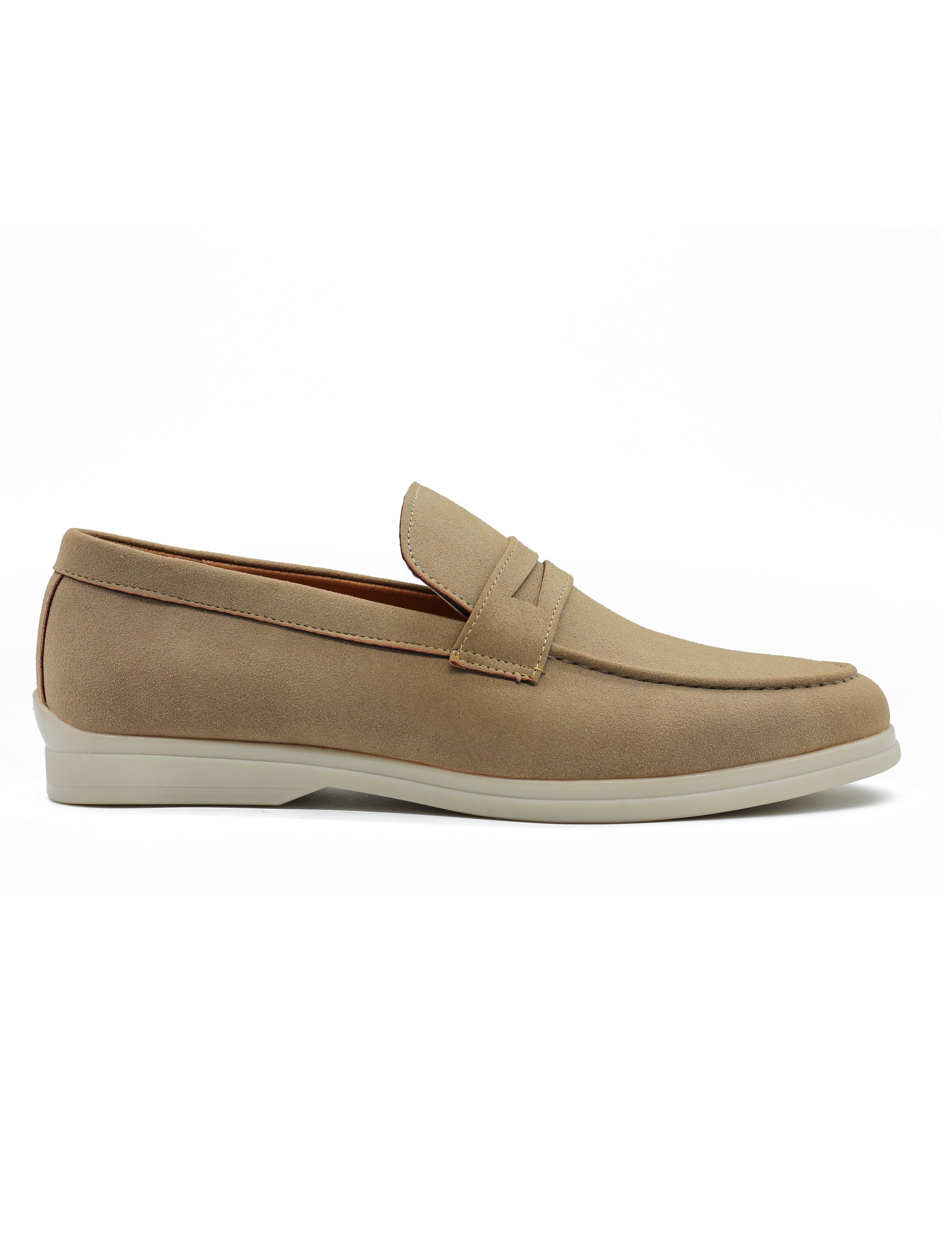 Sand Faux Suede Penny Loafers Lightweight Summer Slip-Ons