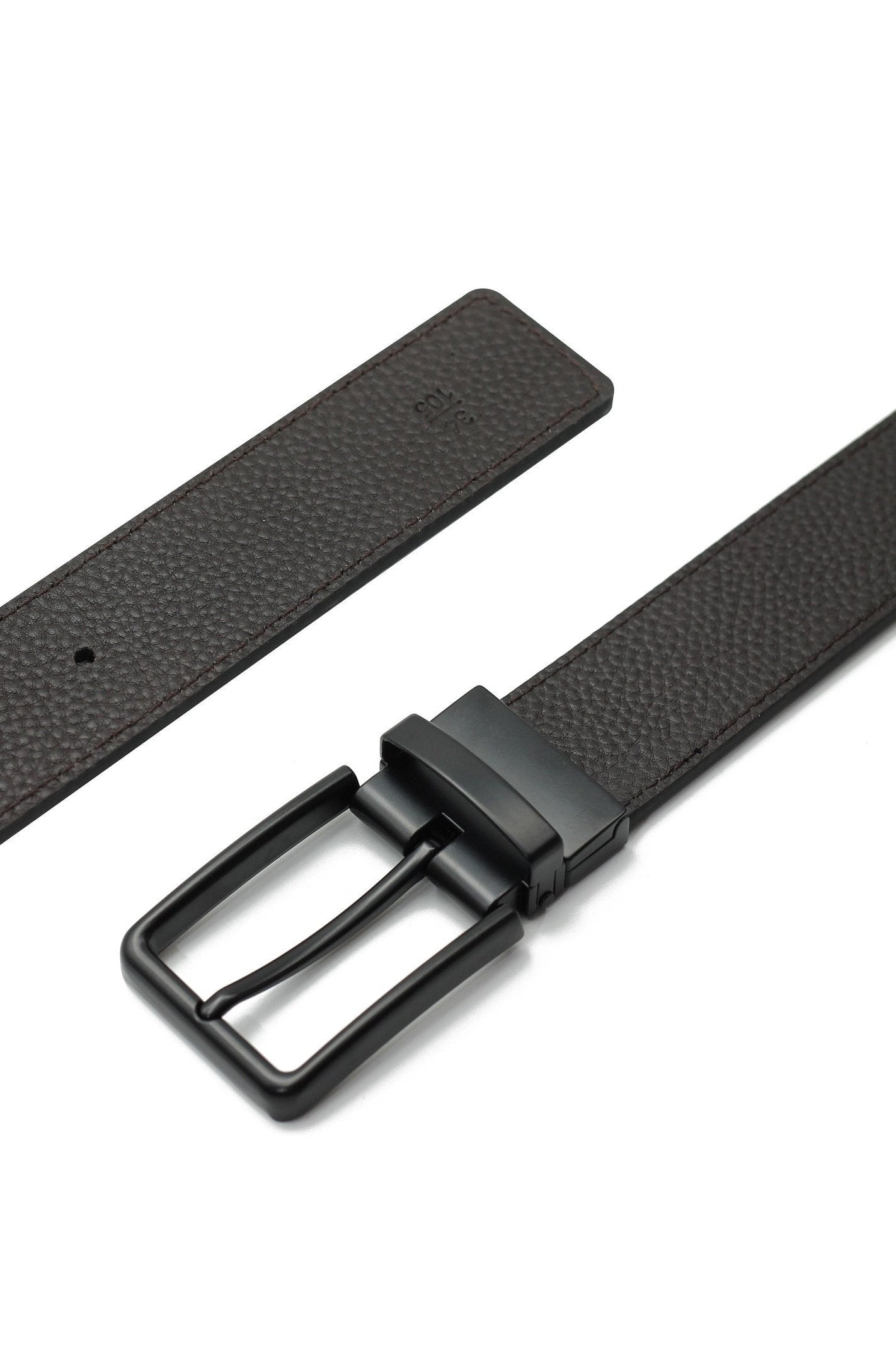 BLACK FULL GRAIN LEATHER REVERSIBLE BELT